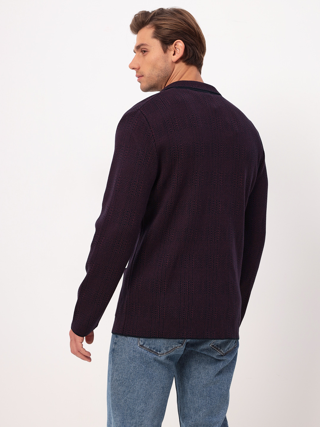 G136-KF-клетка (бордо470/345) Кардиган мужской