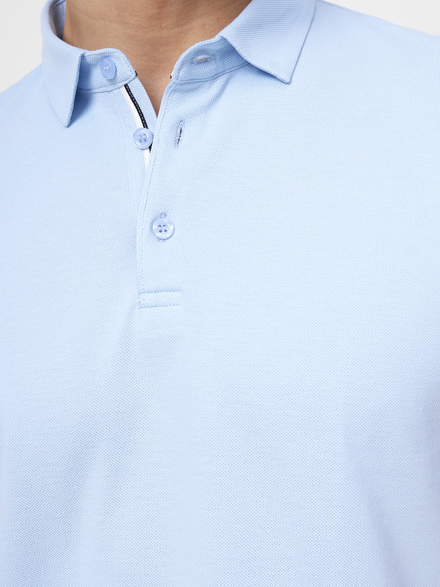 G144-PO124T-CTP178 (голубой) Джемпер мужской с воротником поло короткий рукав