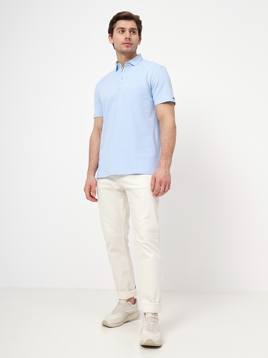 G144-PO124T-CTP178 (голубой) Джемпер мужской с воротником поло короткий рукав