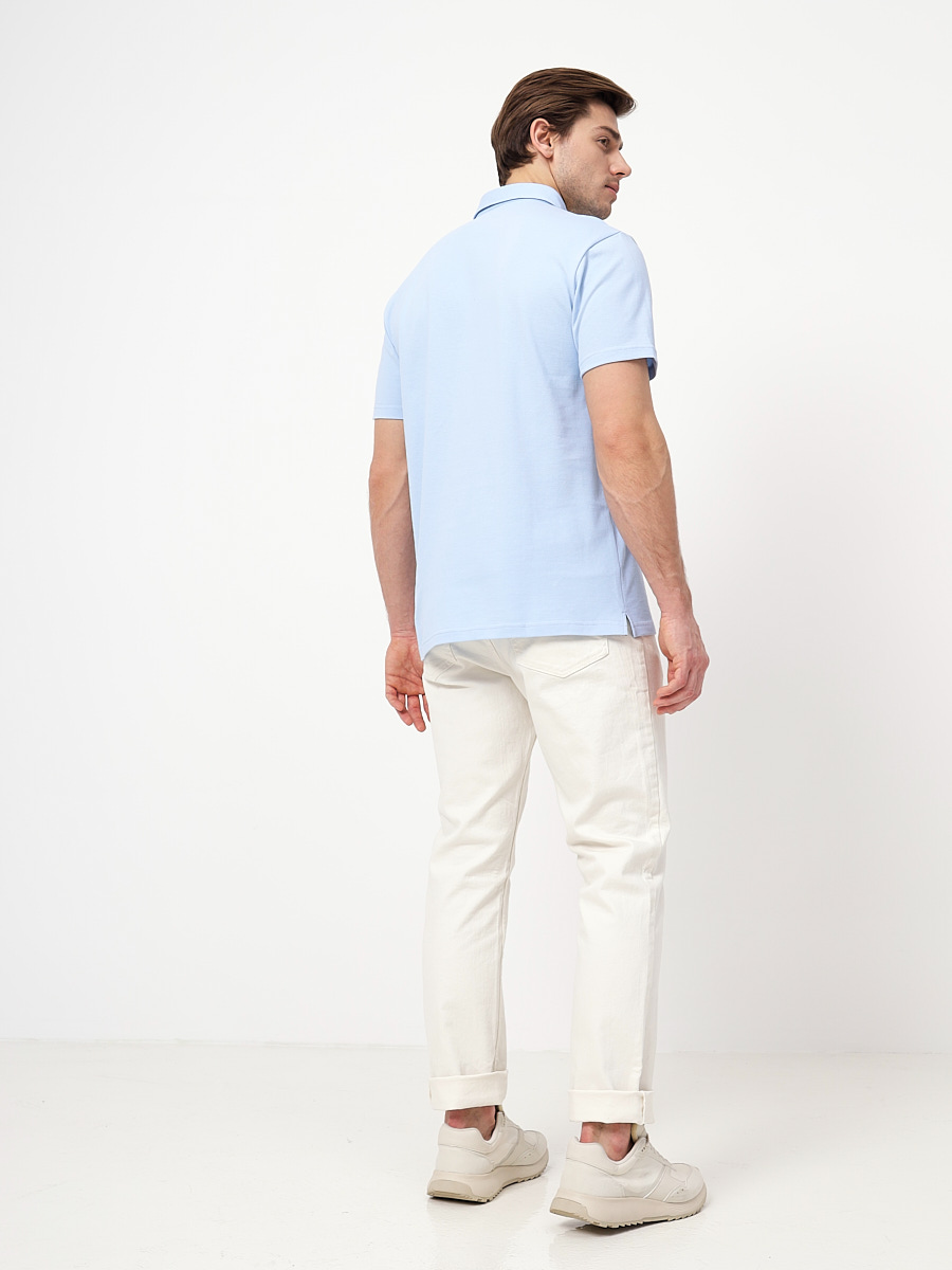 G144-PO124T-CTP178 (голубой) Джемпер мужской с воротником поло короткий рукав