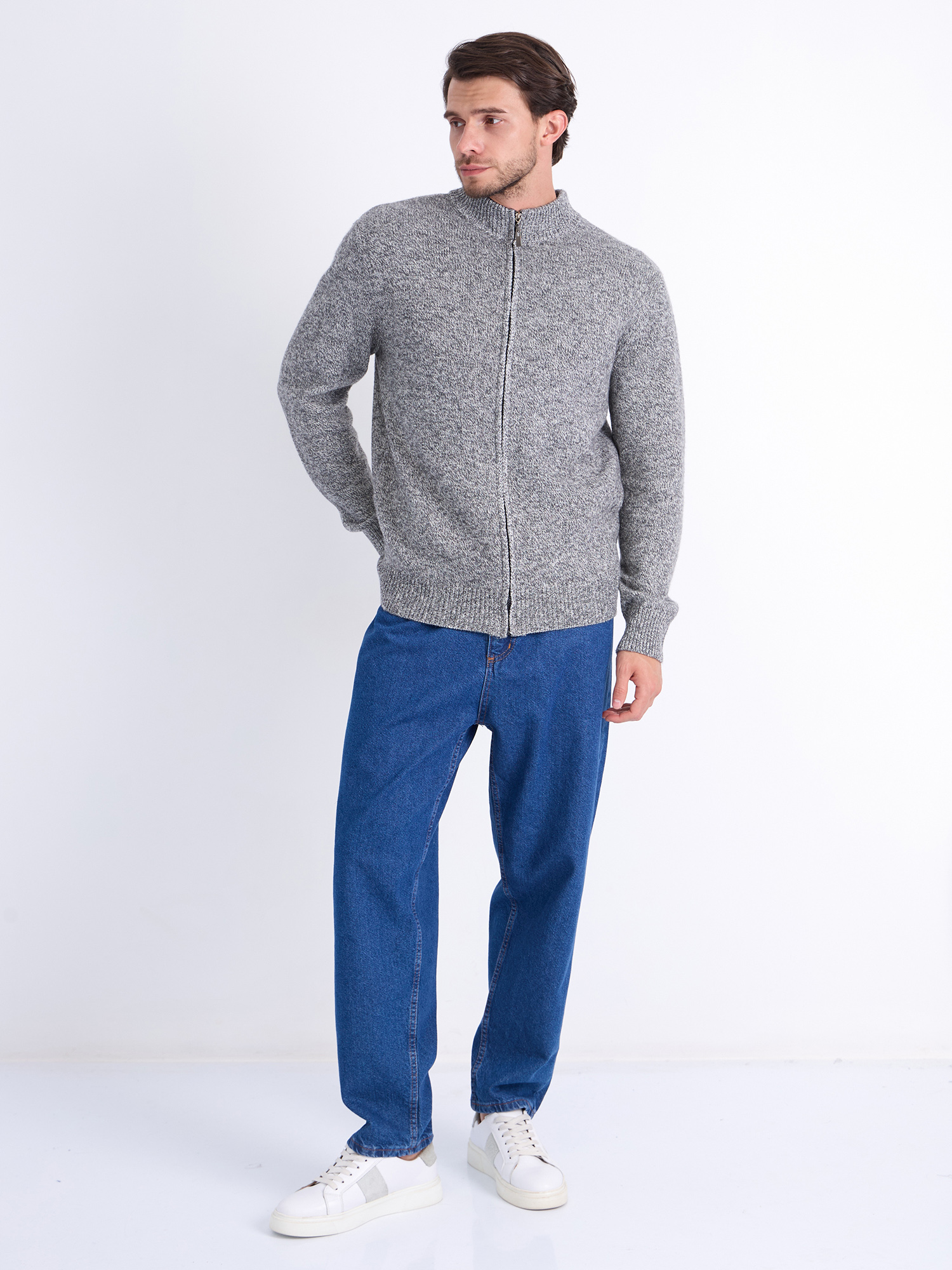 G139-RC03 (серый меланж) Кардиган мужской