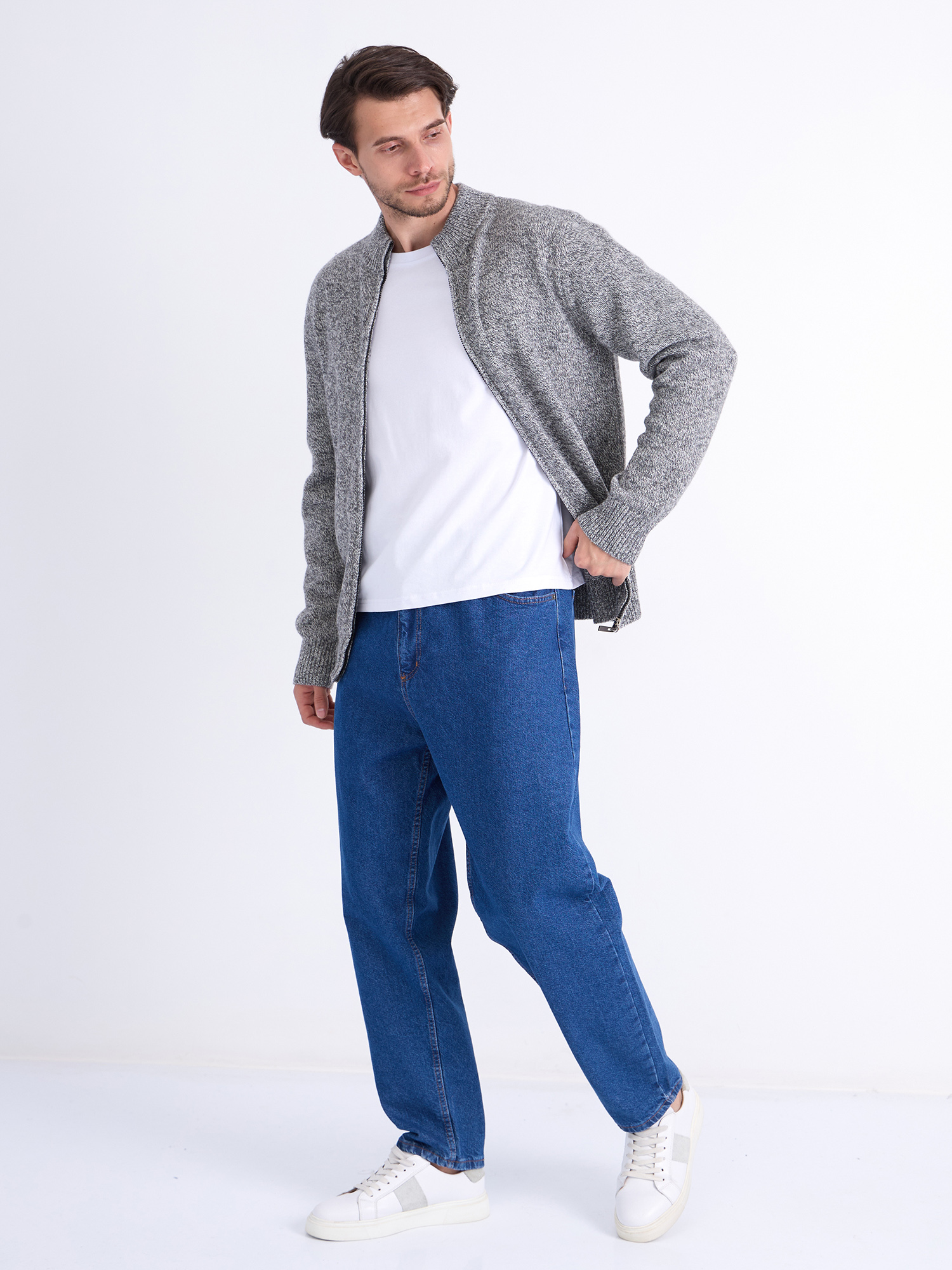 G139-RC03 (серый меланж) Кардиган мужской