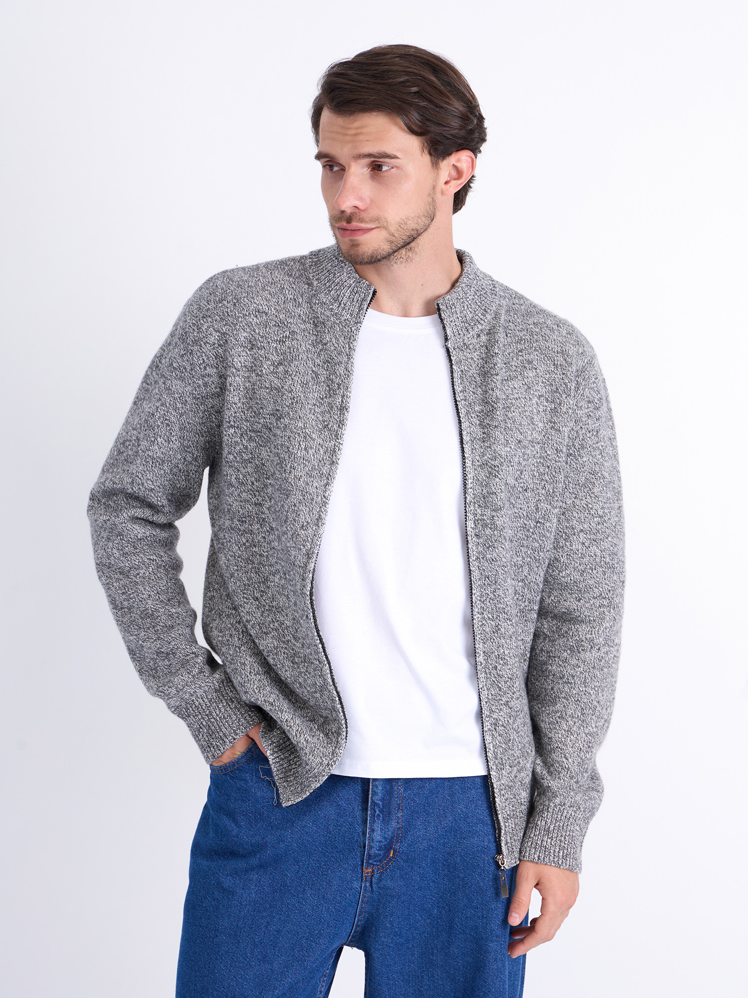 G139-RC03 (серый меланж) Кардиган мужской