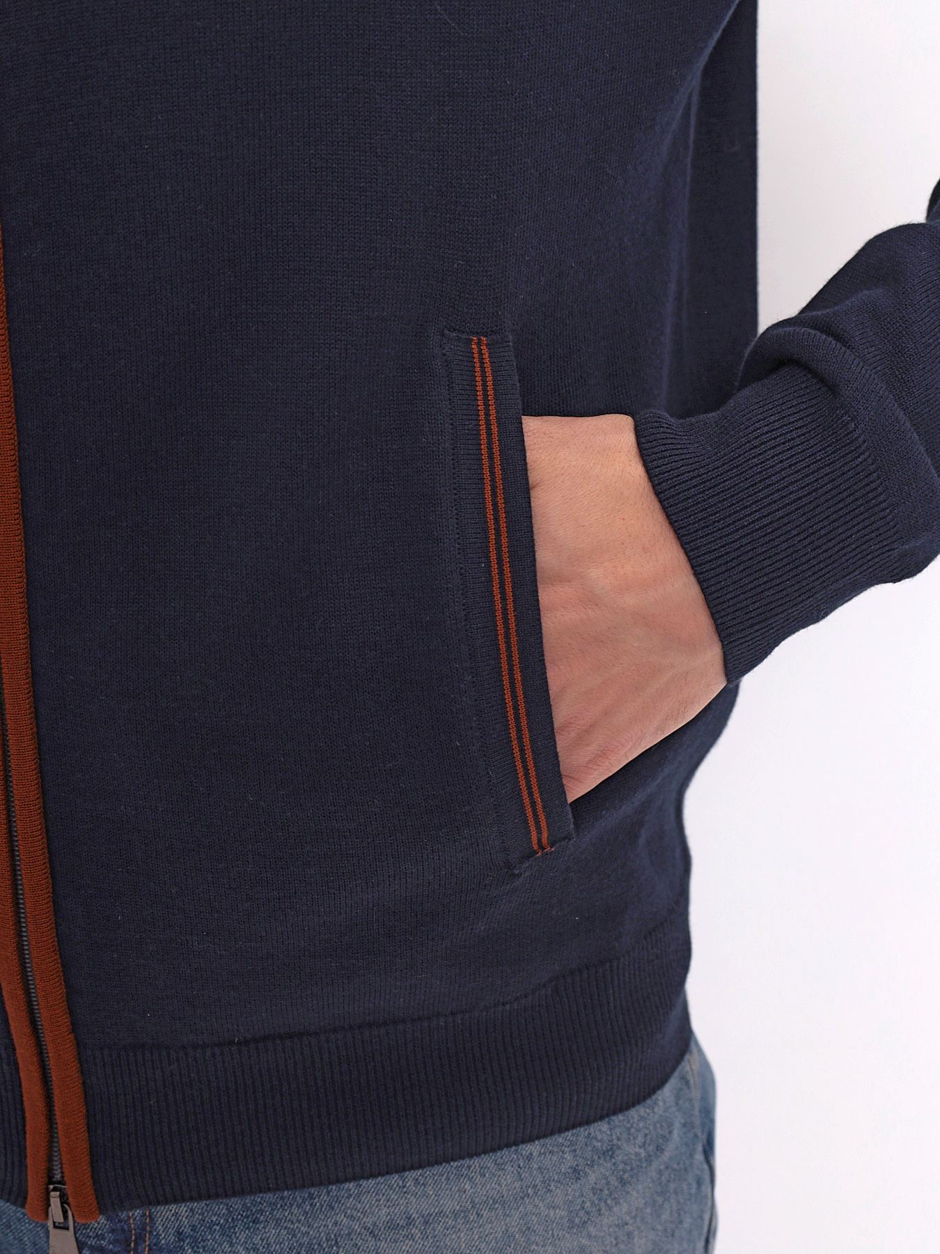 G139-68РС акцент (т.синий/охра) Кардиган мужской