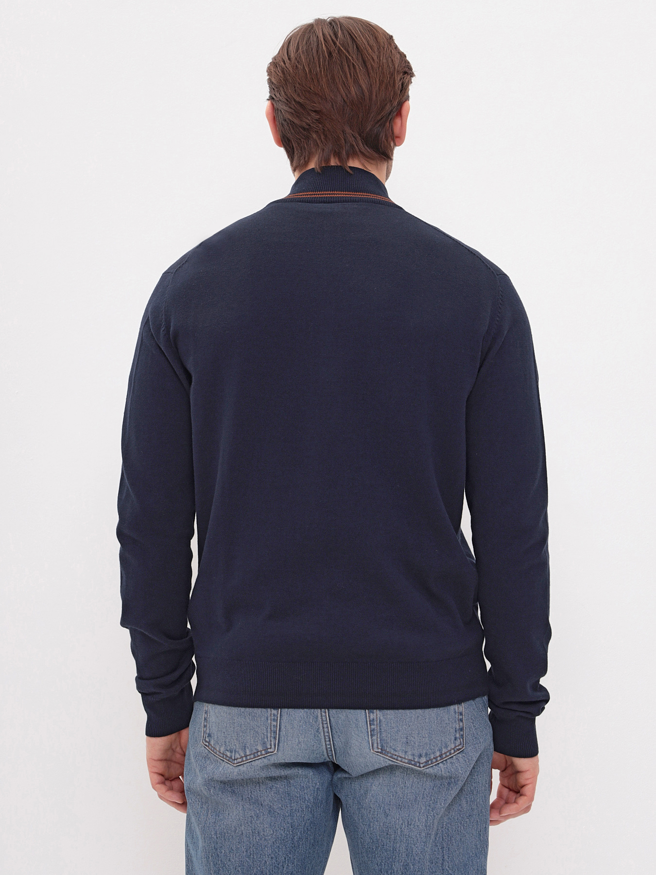 G139-68РС акцент (т.синий/охра) Кардиган мужской