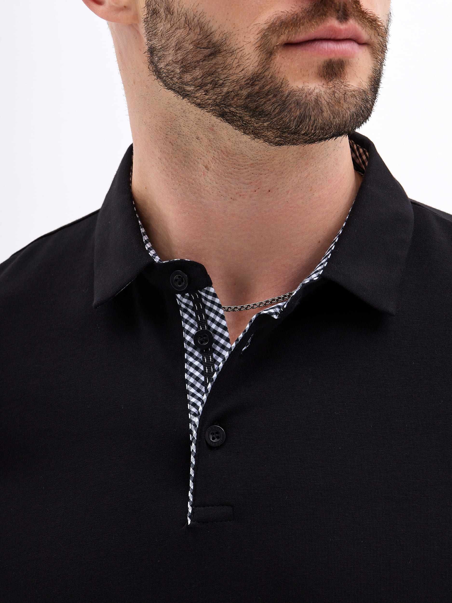 G155-KO1246-SA5111 (черный) Джемпер мужской с воротником поло