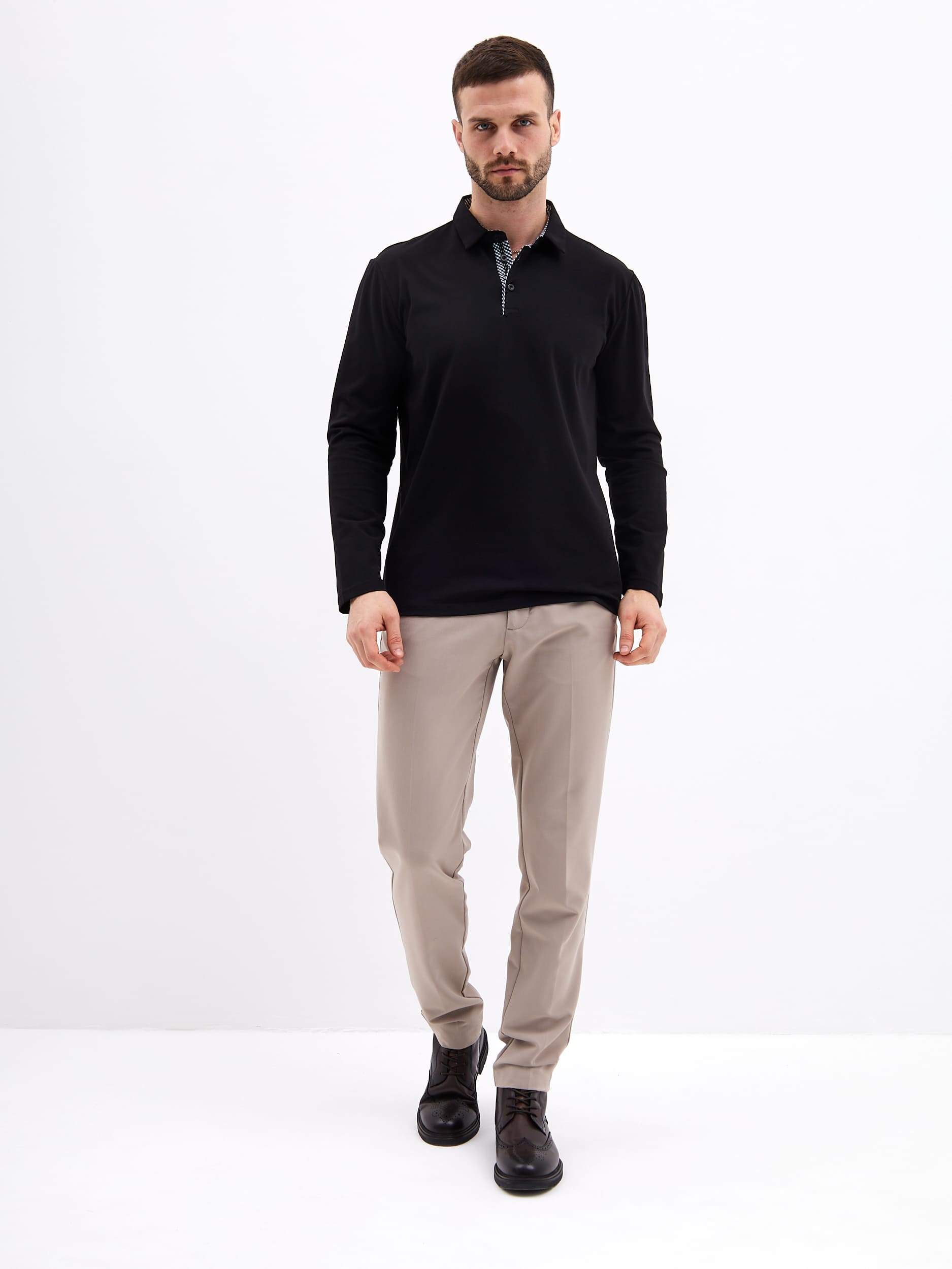 G155-KO1246-SA5111 (черный) Джемпер мужской с воротником поло