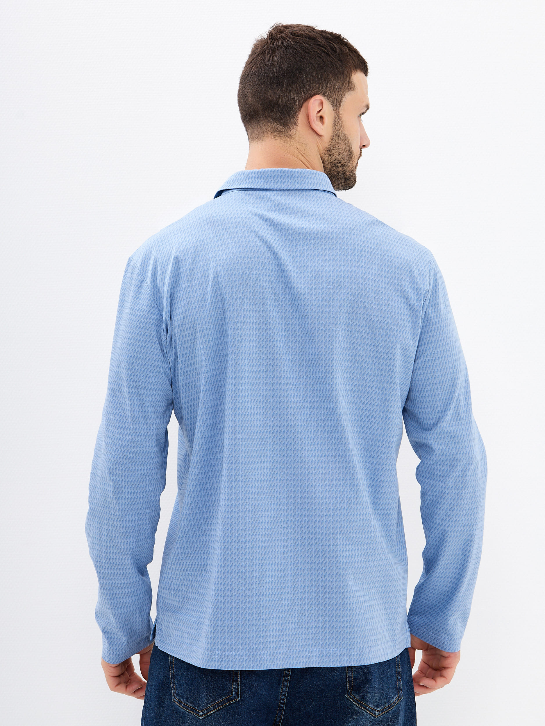 G155-TD1246-LT5140 (голубой) Джемпер мужской с воротником поло