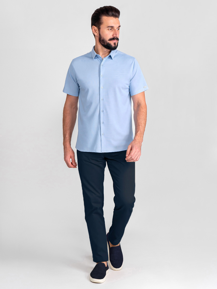 G143-RH03-15 (голубой) Батник мужской трикотажный короткий рукав