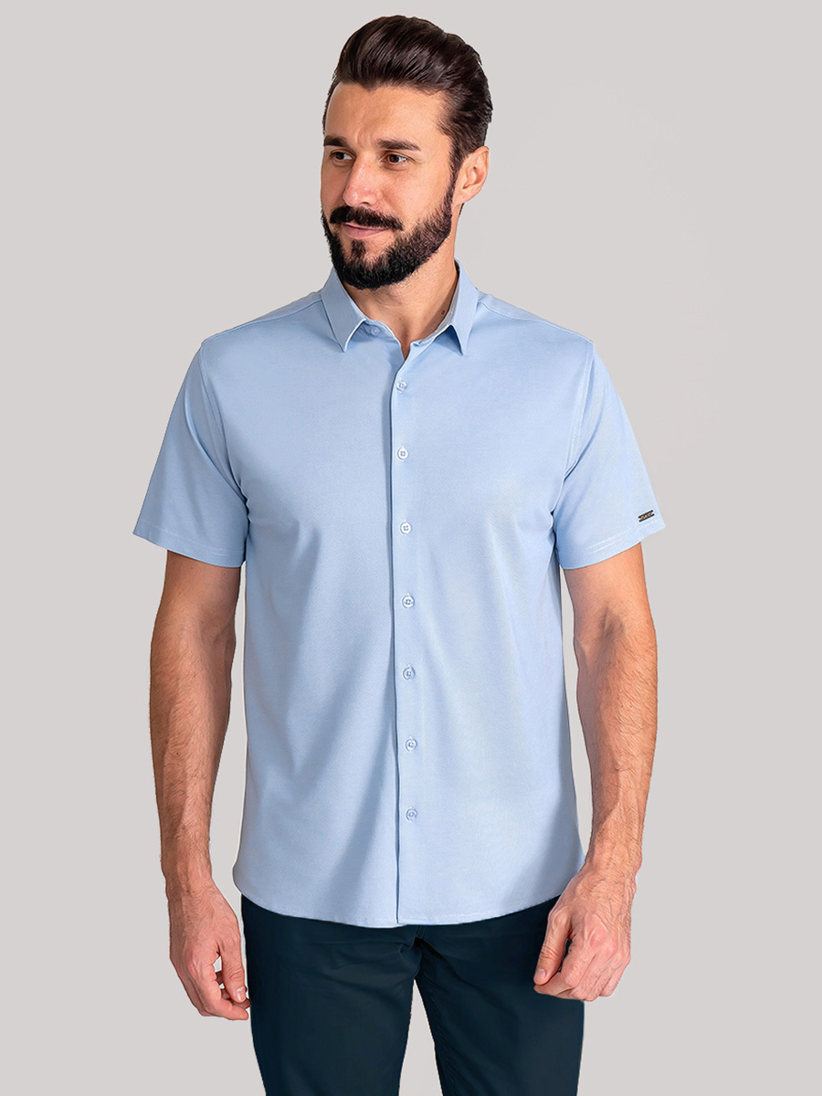 G143-RH03-15 (голубой) Батник мужской трикотажный короткий рукав