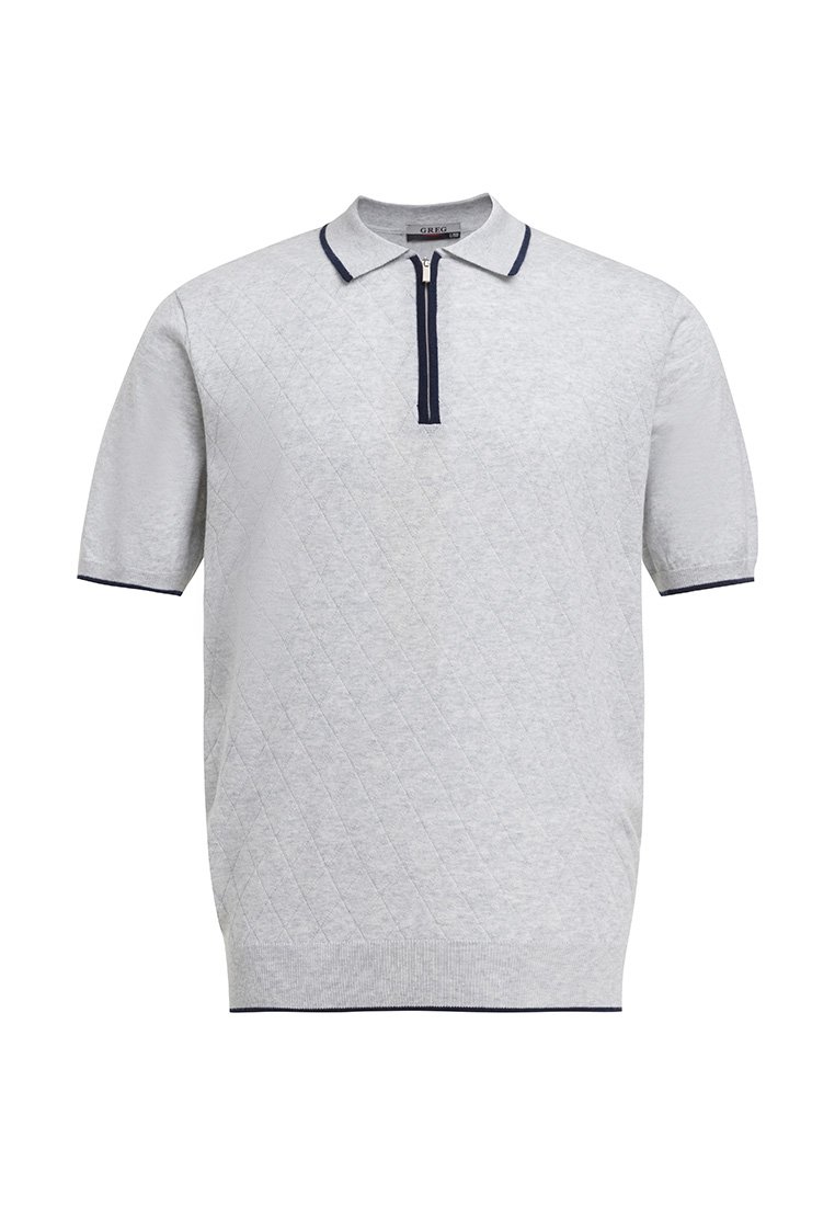 G147-12-ромб D2 (серый) Джемпер мужской с воротником поло короткий рукав