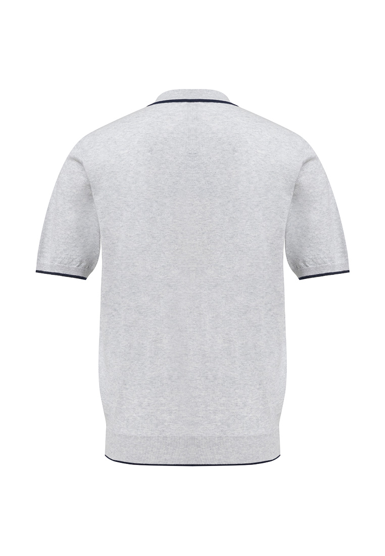 G147-12-ромб D2 (серый) Джемпер мужской с воротником поло короткий рукав