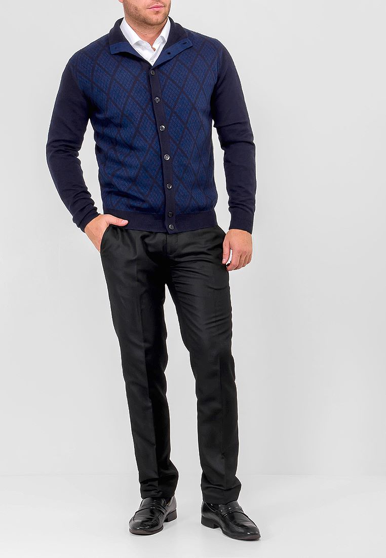 G137-12-ромб (т.синий/св.синий) Кардиган мужской