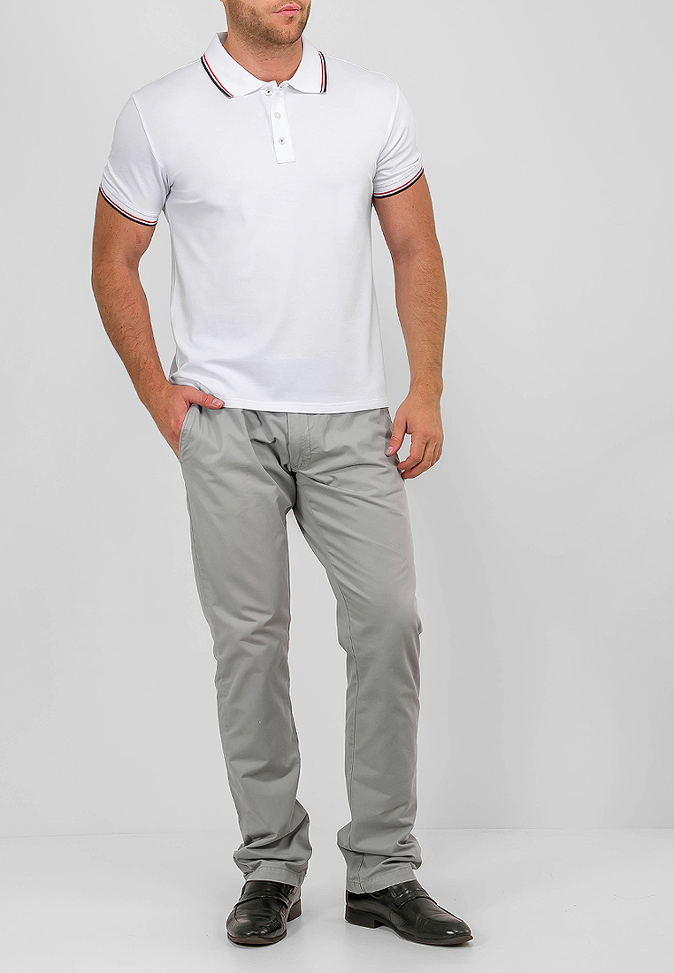 G144-TS-2 (белый) Джемпер мужской с воротником поло короткий рукав