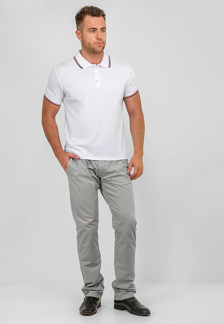 G144-TS-2 (белый) Джемпер мужской с воротником поло короткий рукав