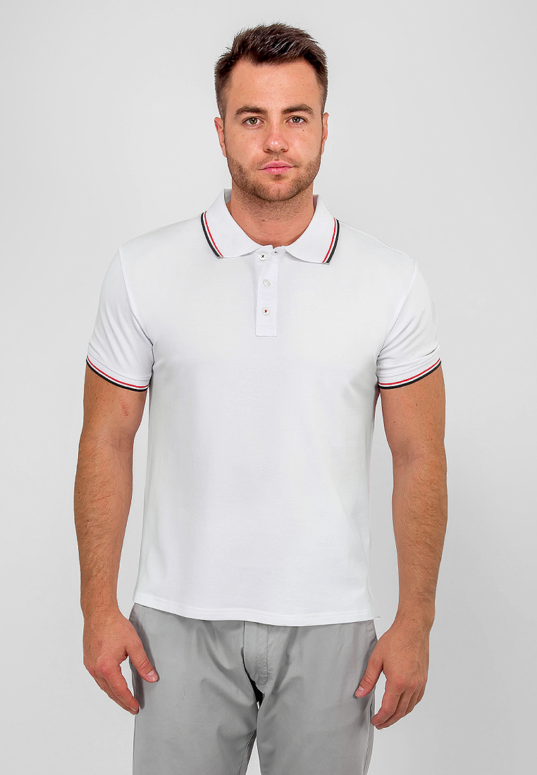 G144-TS-2 (белый) Джемпер мужской с воротником поло короткий рукав