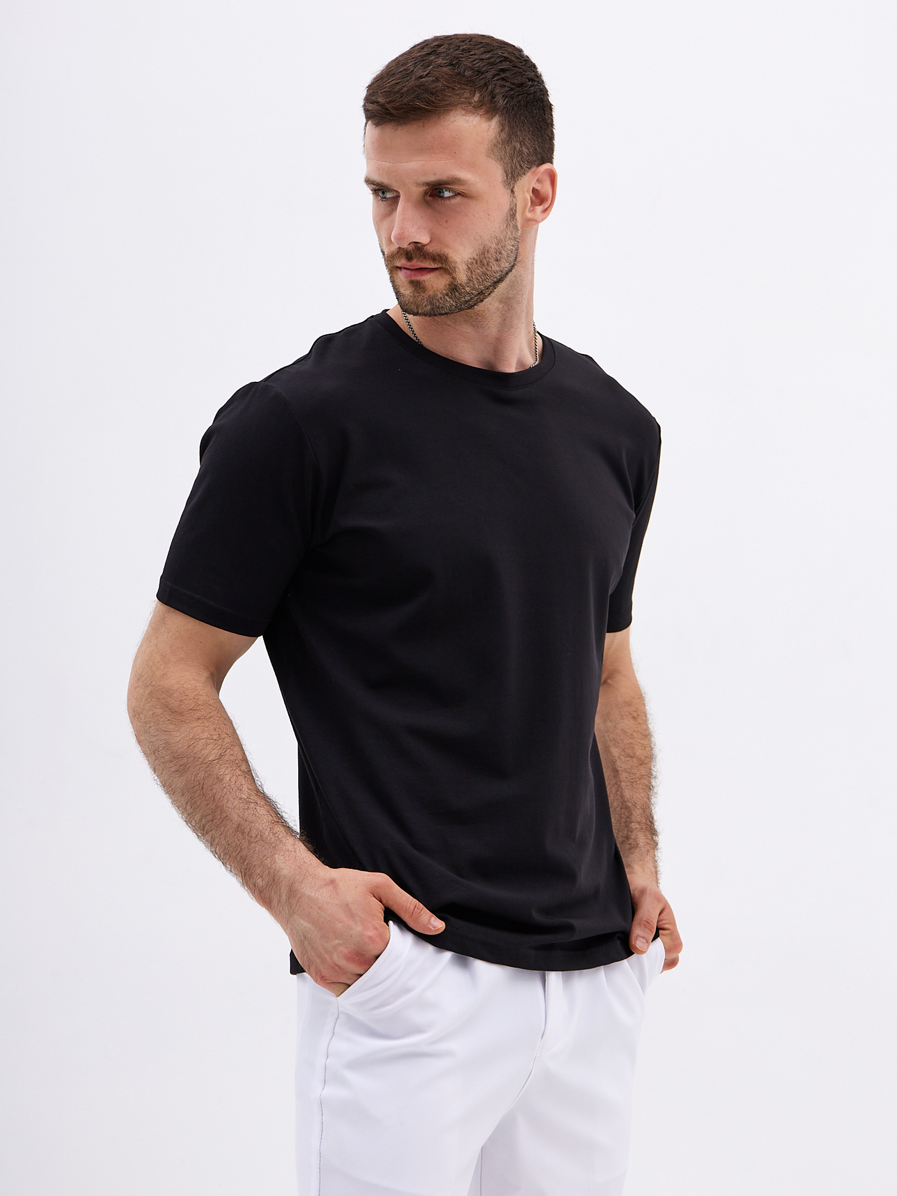 G145-KO-SA-S5111-N (черный) Футболка мужская короткий рукав