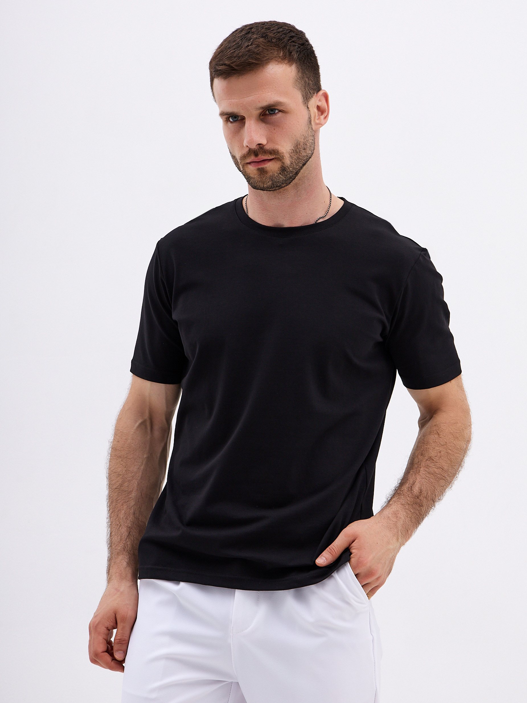 G145-KO-SA-S5111-N (черный) Футболка мужская короткий рукав