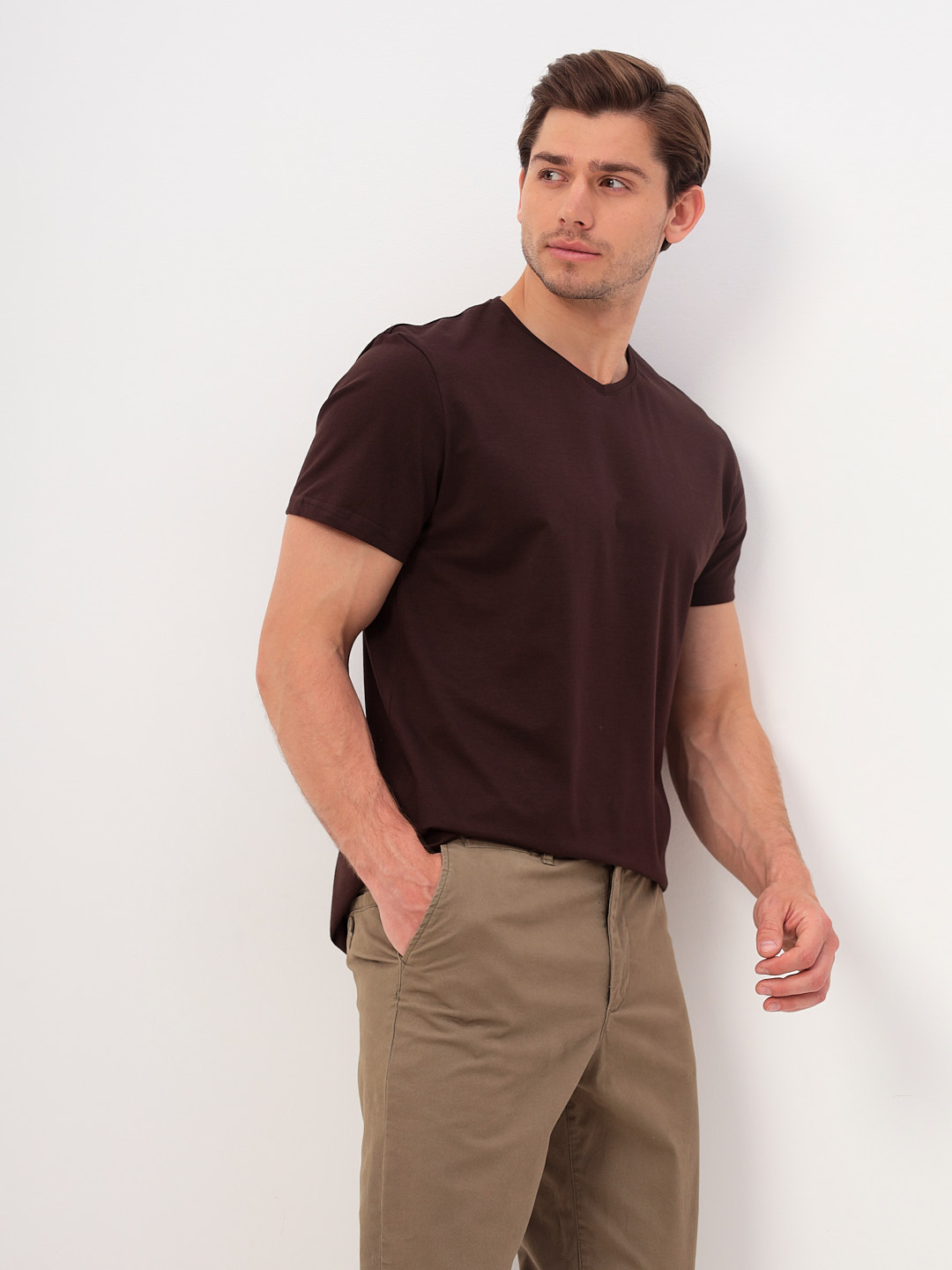 G146-KO-SA-S5104 (коричневый) Футболка мужская короткий рукав