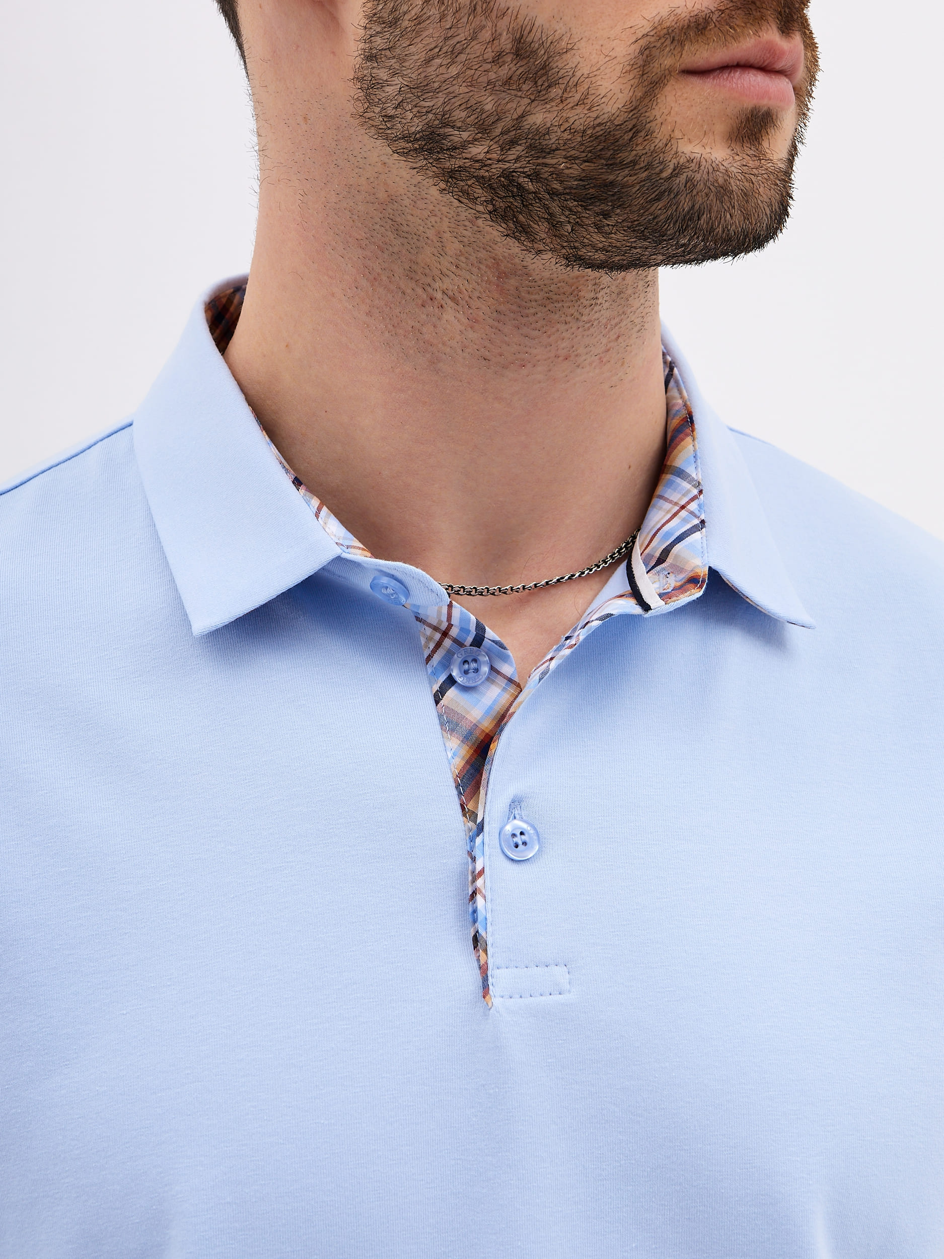 G144-KO1246T-SAS5120 (св.голубой) Джемпер мужской с воротником поло короткий рукав