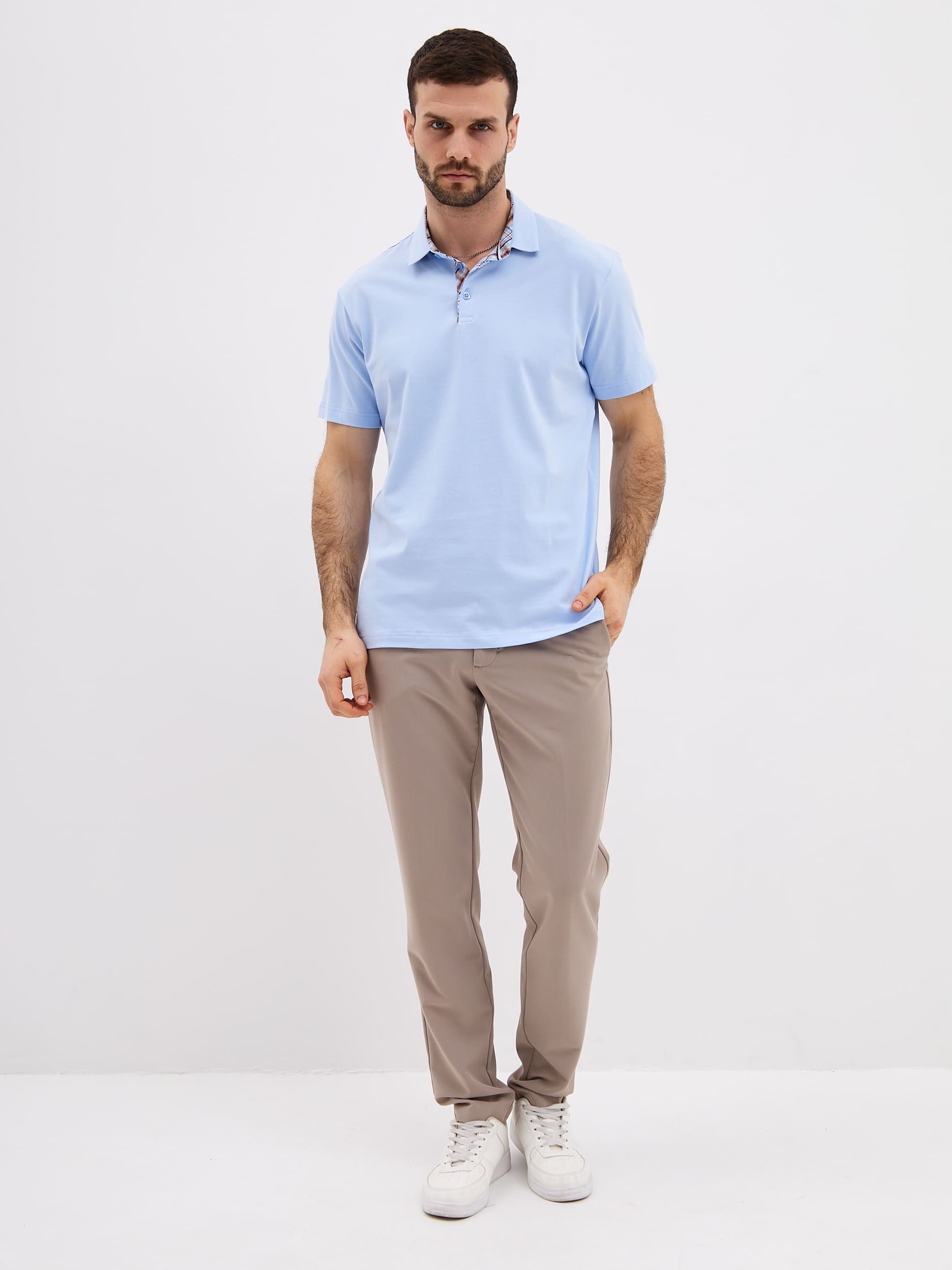 G144-KO1246T-SAS5120 (св.голубой) Джемпер мужской с воротником поло короткий рукав