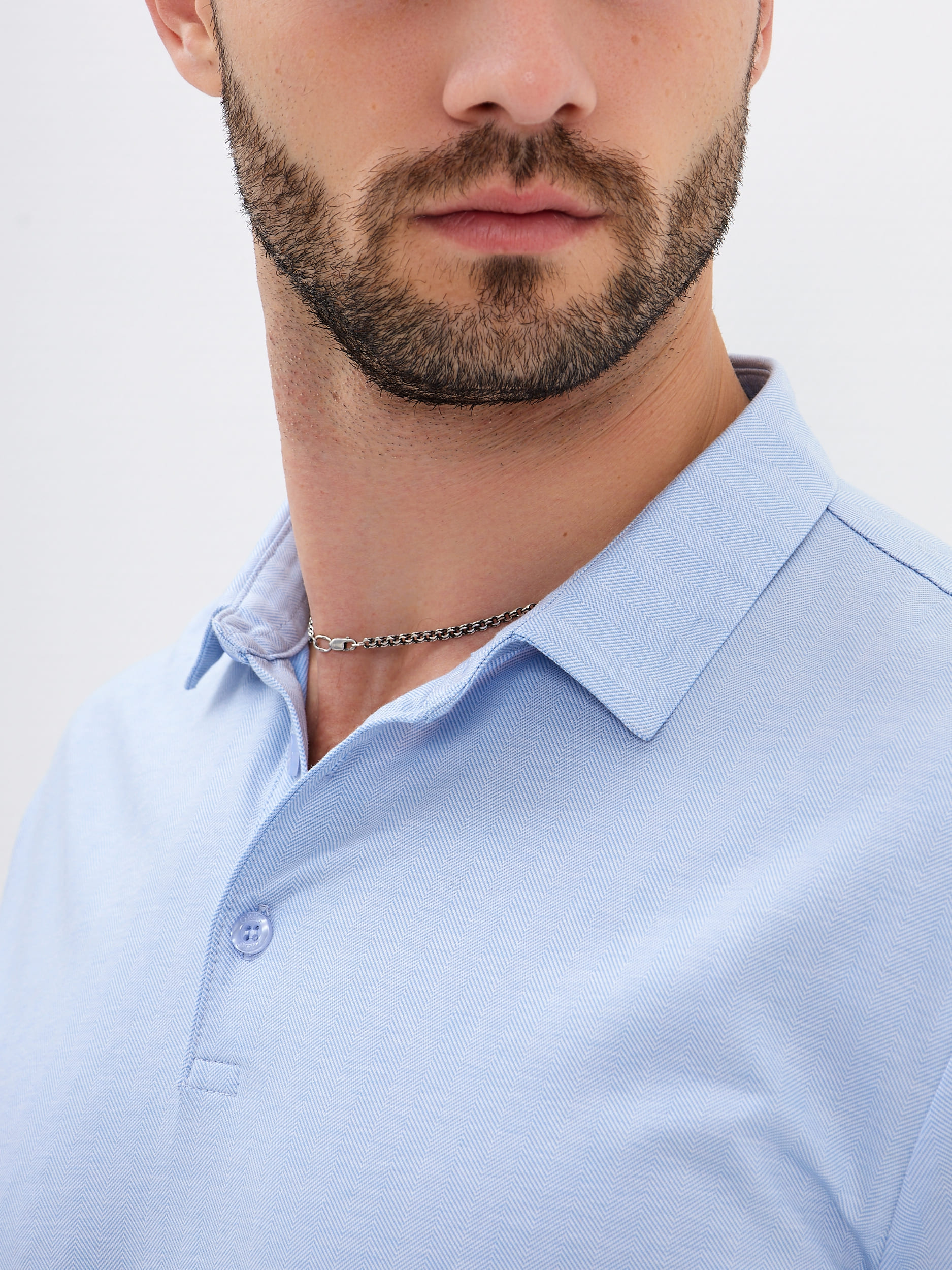 G155-TD4-LT0414-1 (голубой) Джемпер мужской с воротником поло