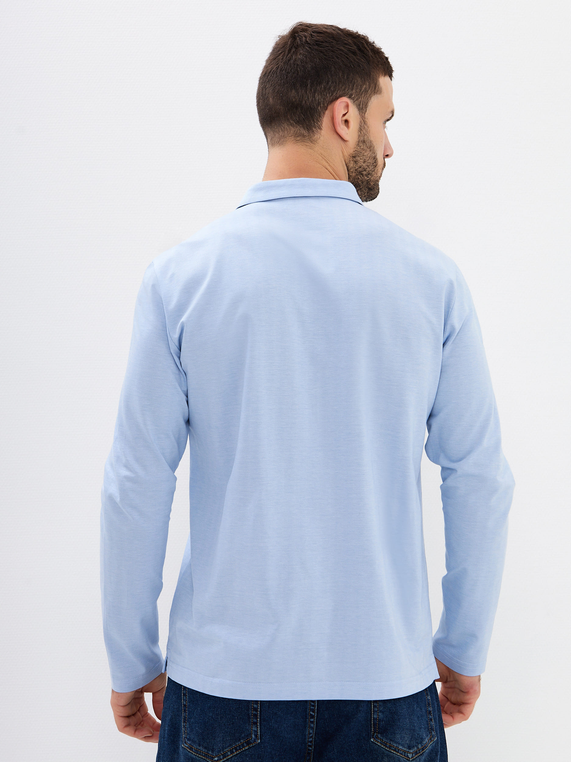 G155-TD4-LT0414-1 (голубой) Джемпер мужской с воротником поло