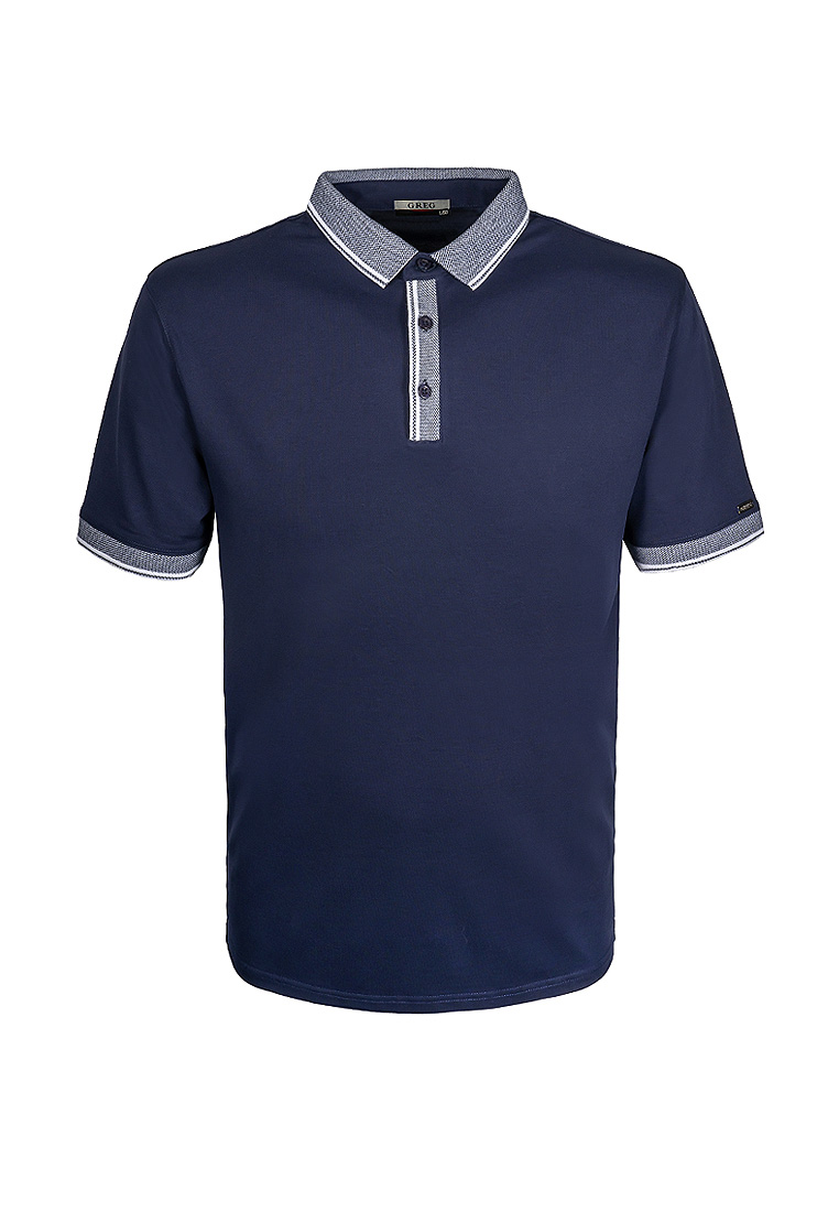 G144-TS-45 жаккард (т.синий) Джемпер мужской с воротником поло короткий рукав