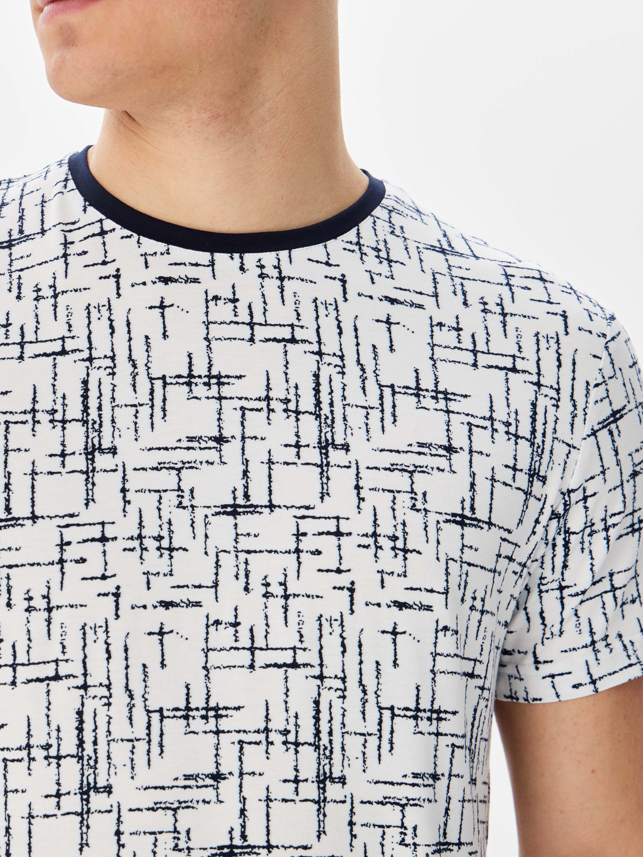 G145-KD1-SA-UT2024 (синий принт) Футболка мужская короткий рукав