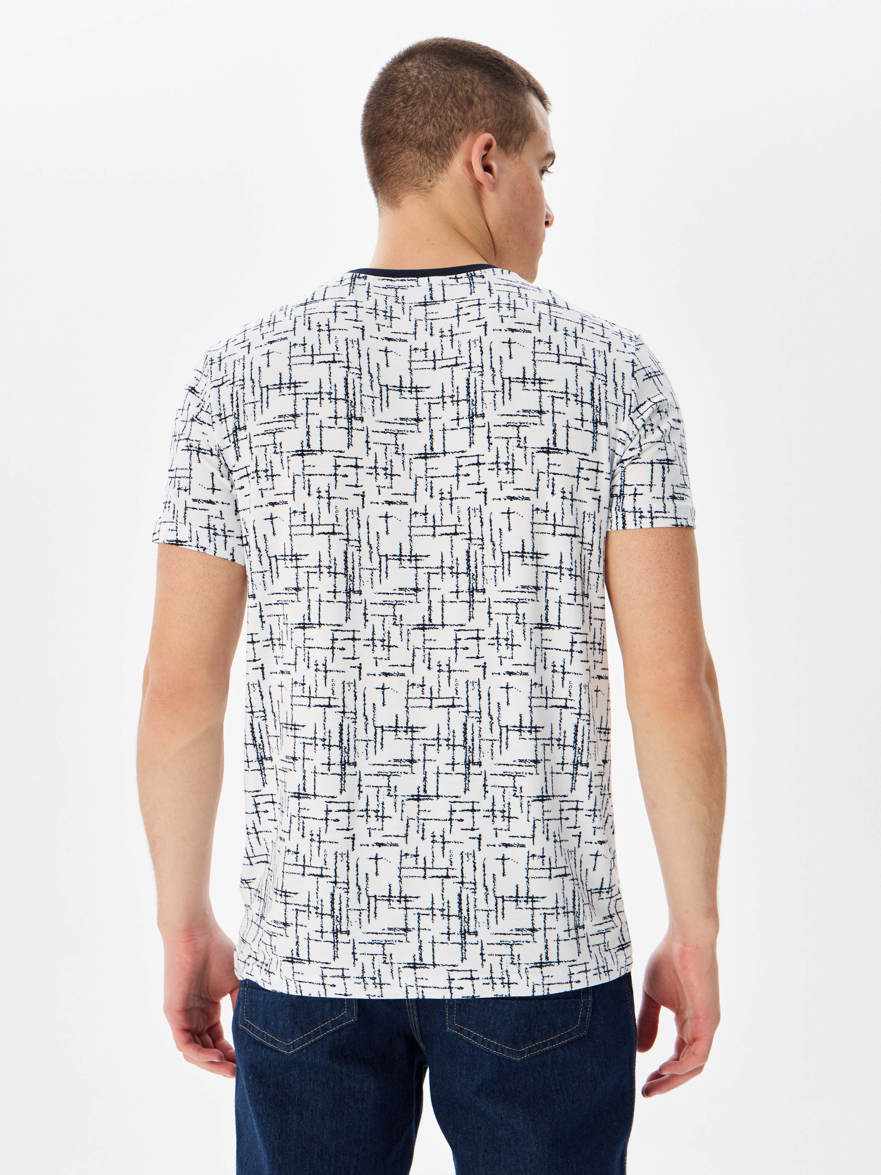 G145-KD1-SA-UT2024 (синий принт) Футболка мужская короткий рукав