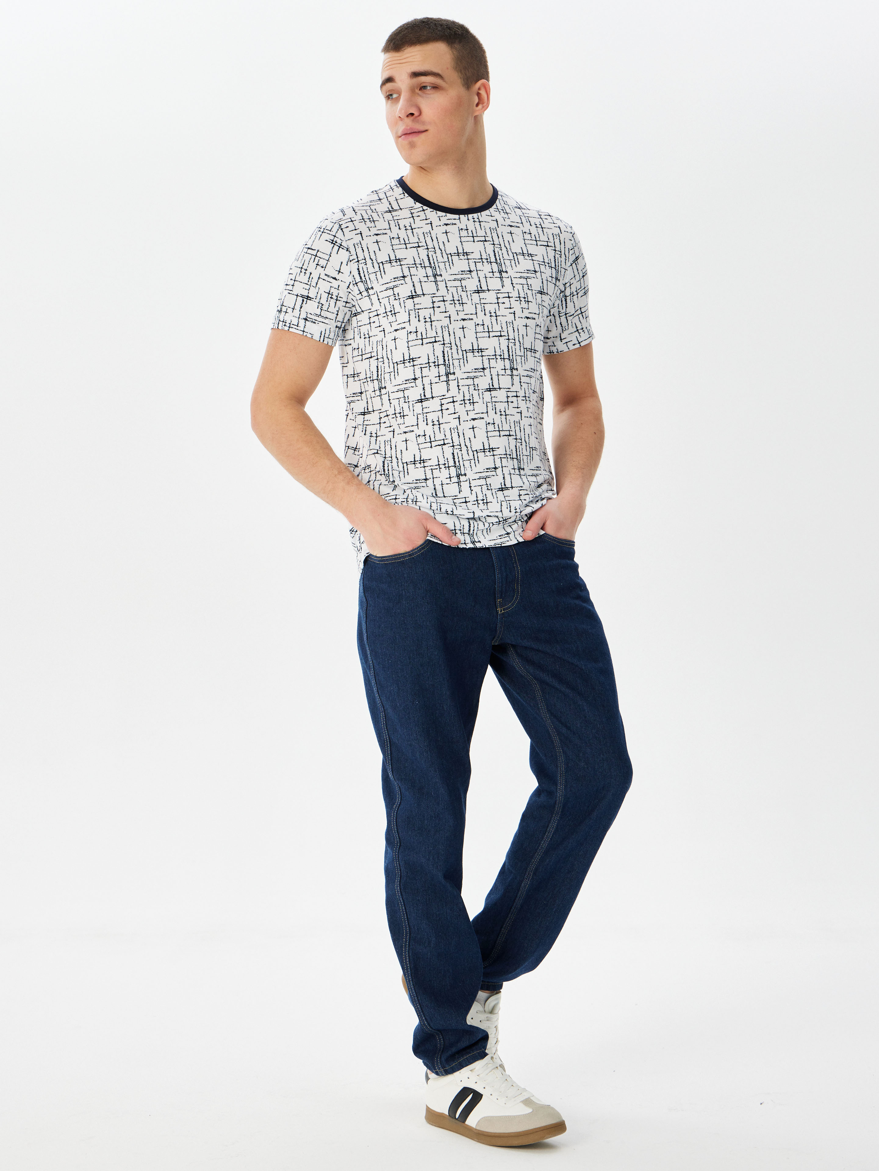 G145-KD1-SA-UT2024 (синий принт) Футболка мужская короткий рукав