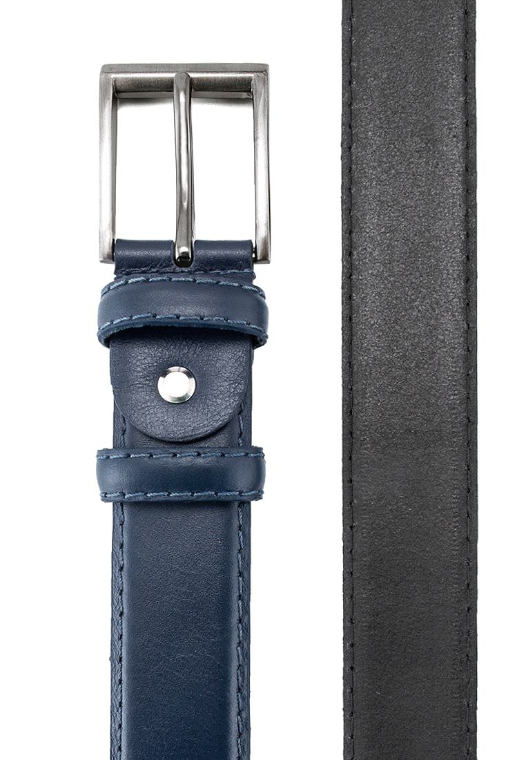 Cr18 гладк. синий Ремень кожаный мужской