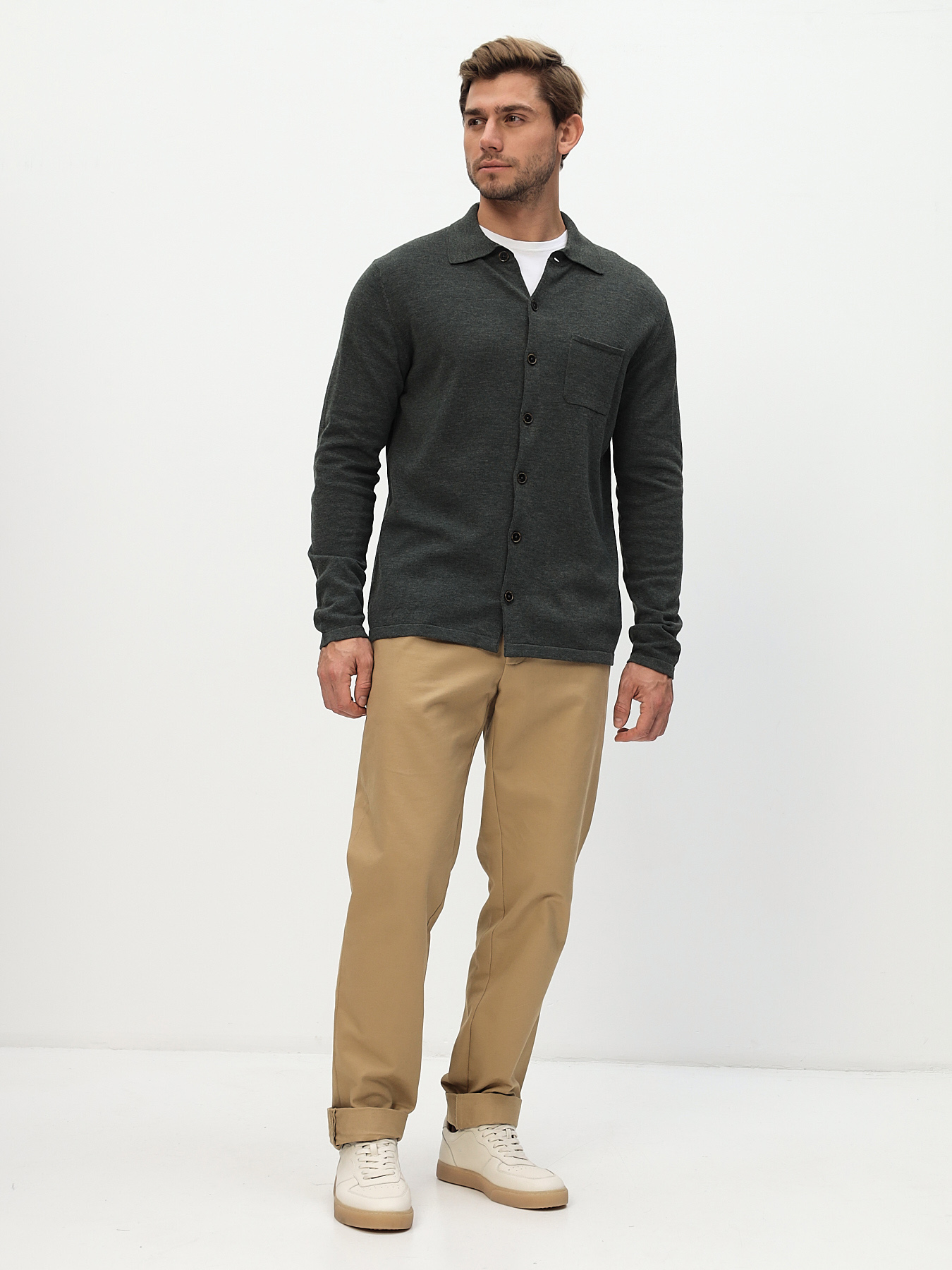 G148-TF (зеленый меланж) Кардиган мужской