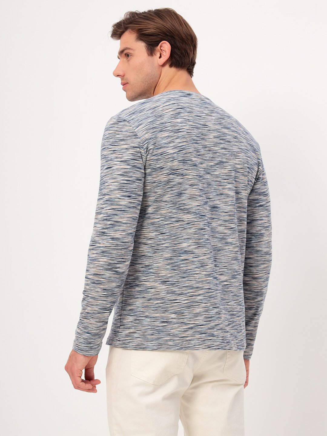 G166-KM-OR1048 (бежевый) Футболка мужская длинный рукав