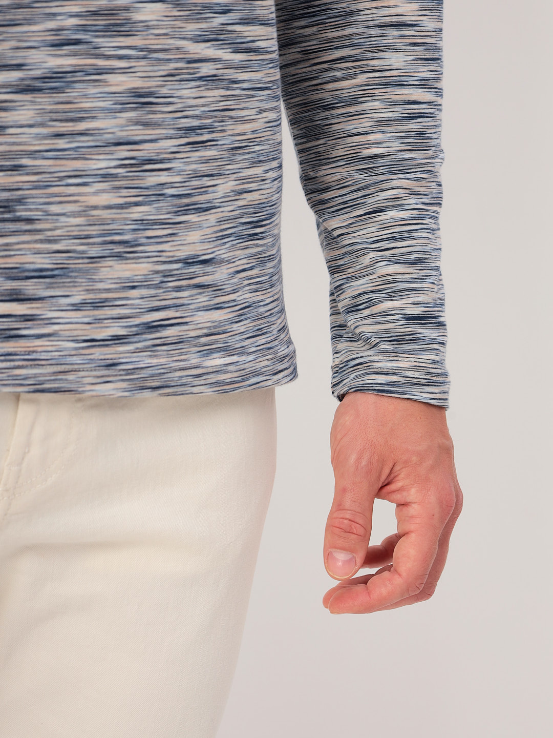 G166-KM-OR1048 (бежевый) Футболка мужская длинный рукав