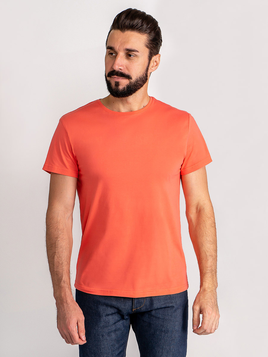 G145-RD-9012_R (коралл) Футболка мужская короткий рукав