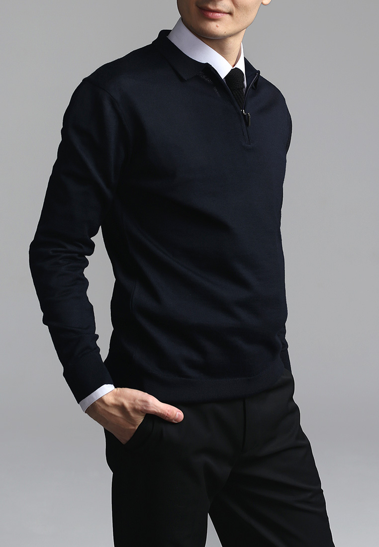 G129-EV (т.синий) Джемпер мужской с воротником поло