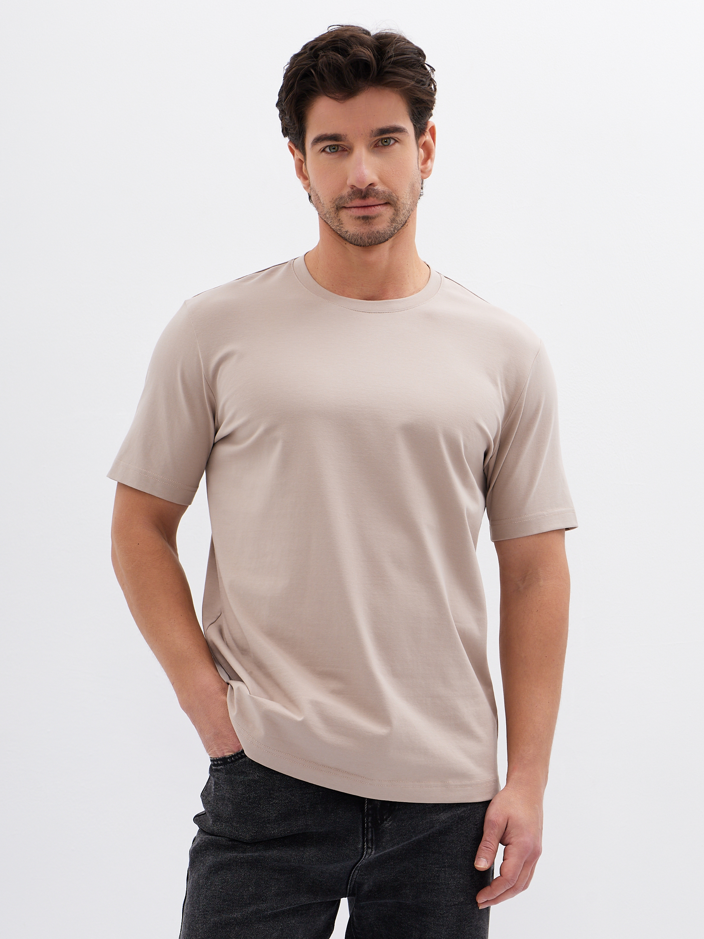 G145-KO-HJ-20115-N (серо-бежевый) Футболка мужская короткий рукав