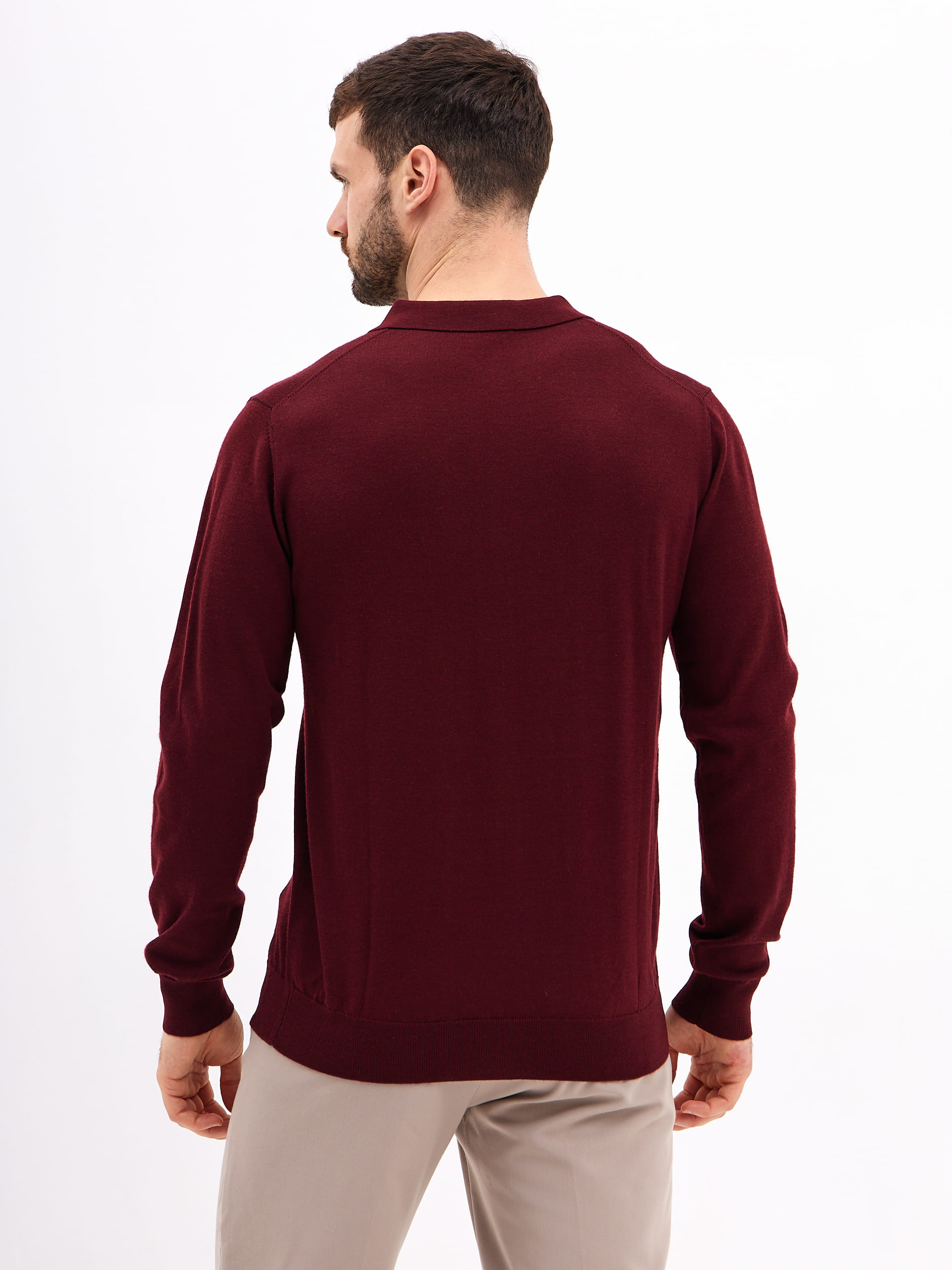 G129-AN221853А (бордо) Джемпер мужской с воротником поло