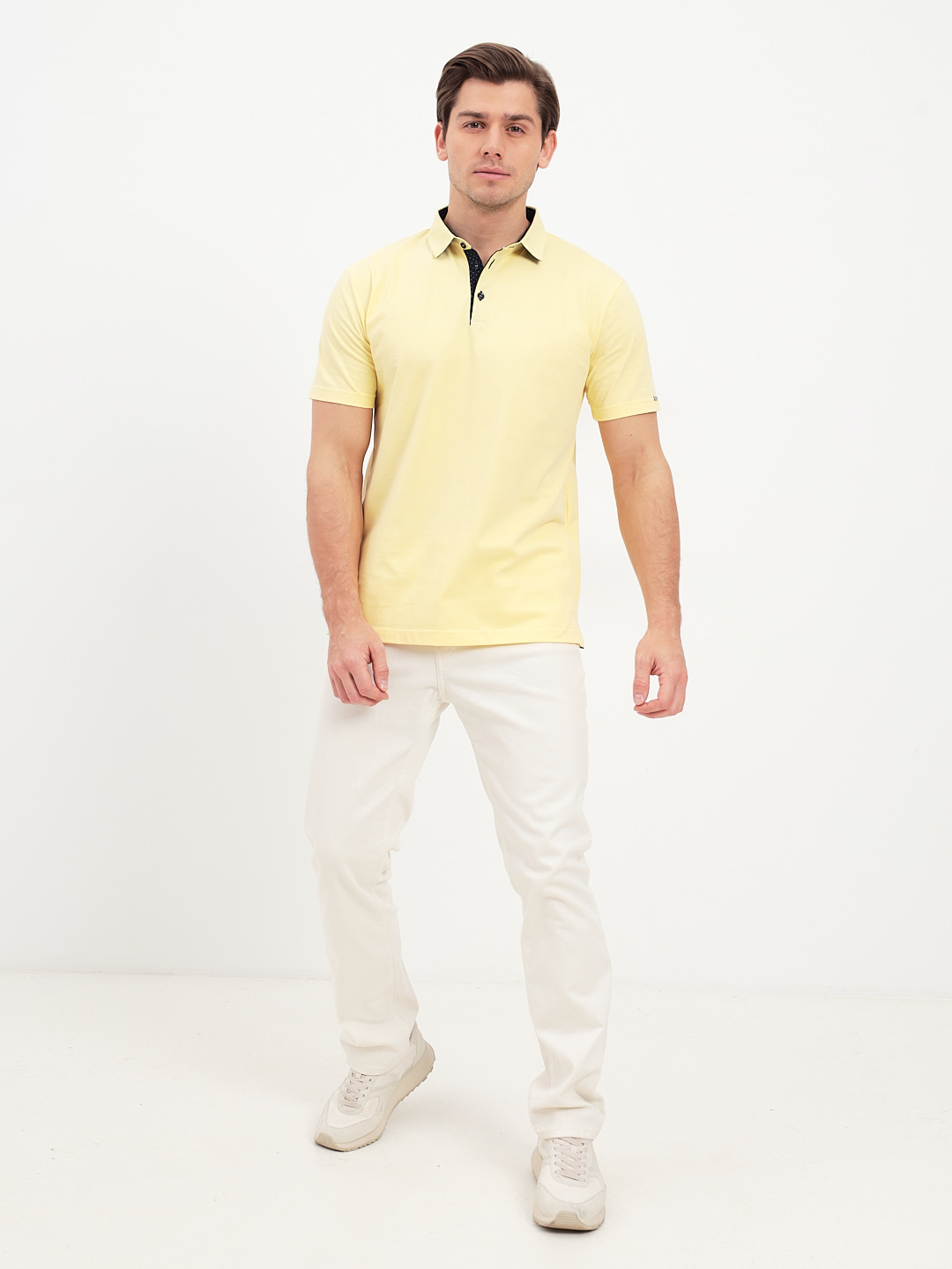 G144-PO1246T-SA0048 (лимон) Джемпер мужской с воротником поло короткий рукав