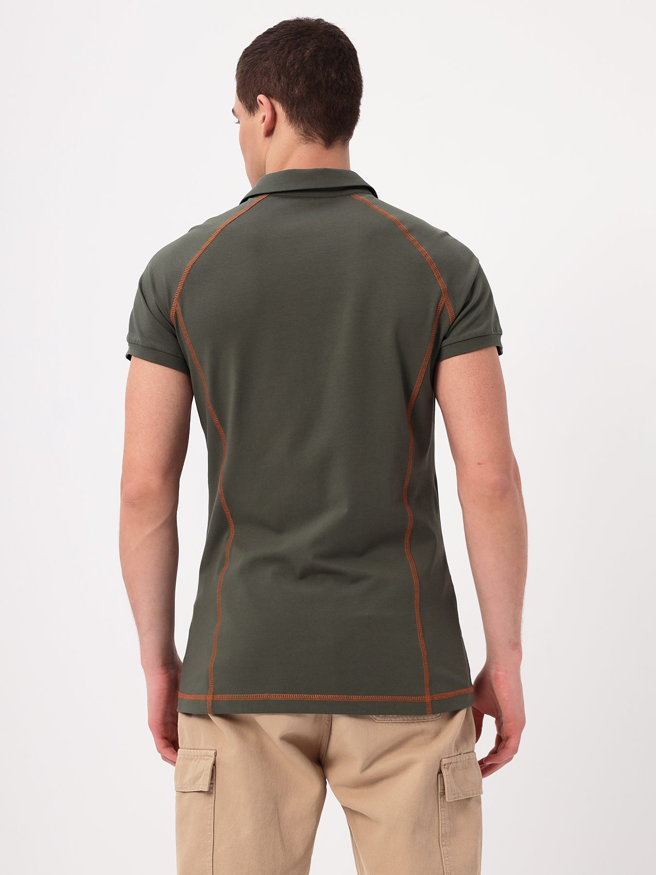 G152RZR-KO-SA5094-STR (хаки) Джемпер мужской с воротником поло короткий рукав