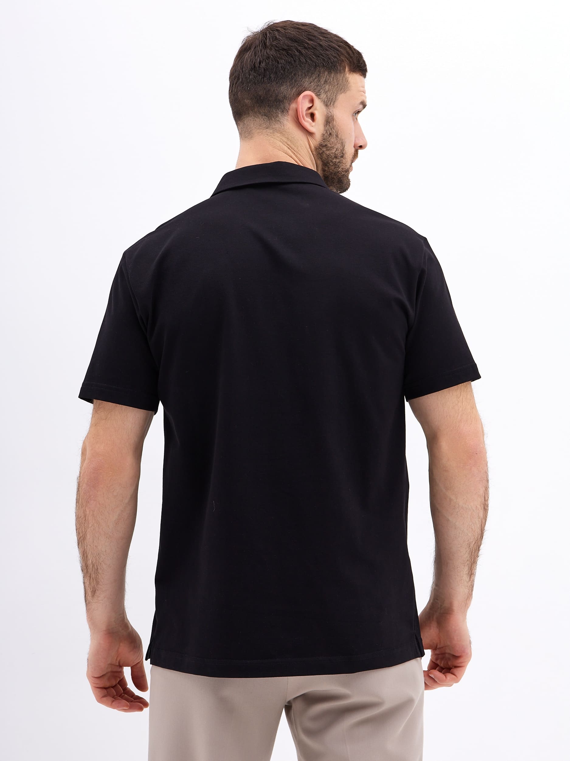 G144-PO1246T-SAS5111 (черный) Джемпер мужской с воротником поло короткий рукав