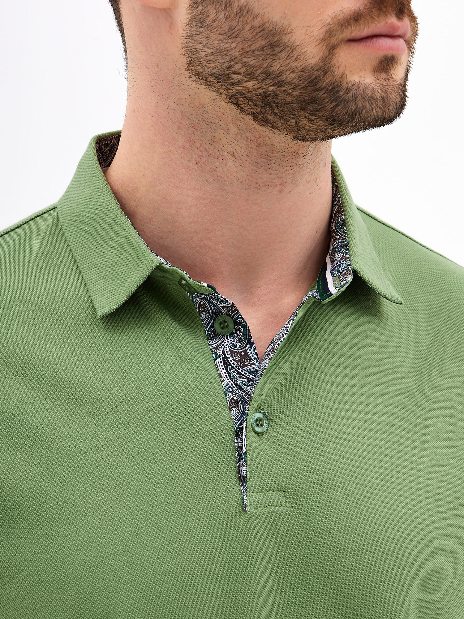 G144-PO1246T-SA2096 (хаки) Джемпер мужской с воротником поло короткий рукав