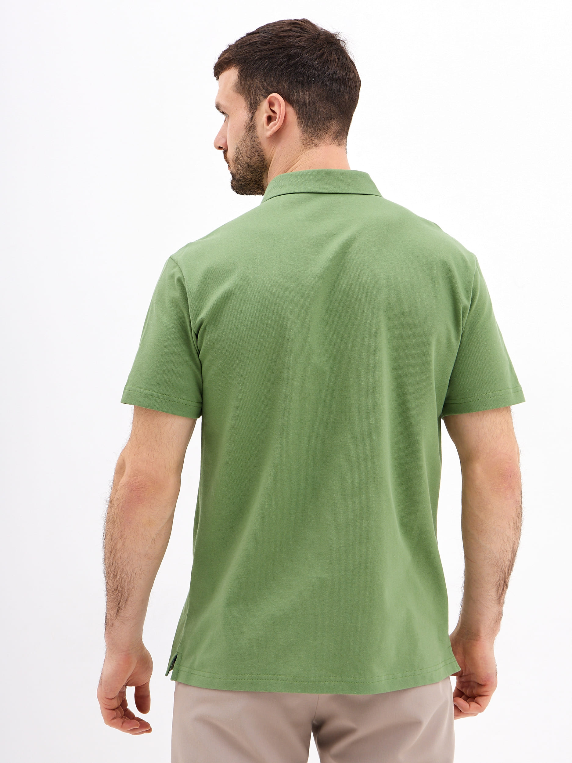 G144-PO1246T-SA2096 (хаки) Джемпер мужской с воротником поло короткий рукав