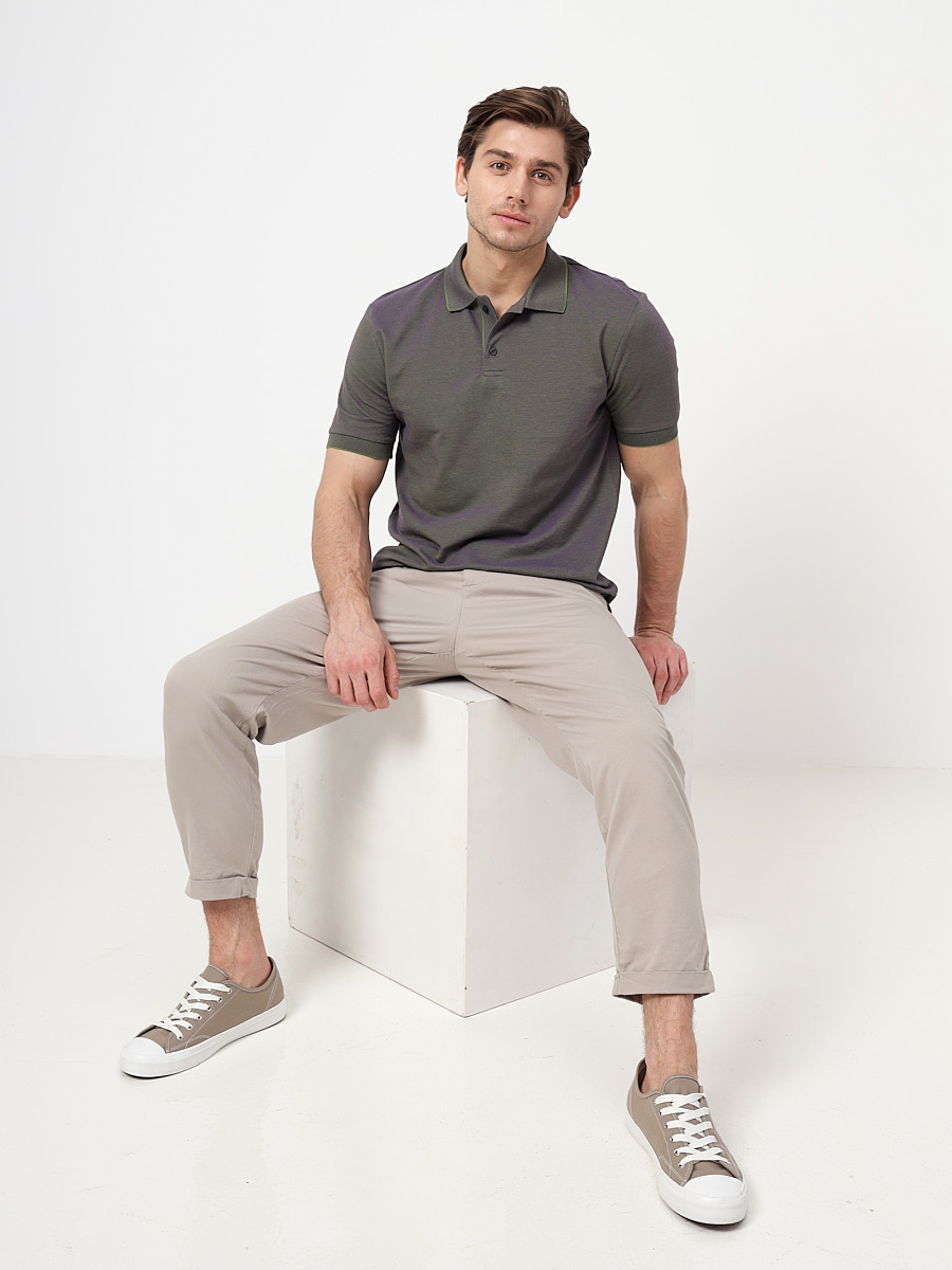 G144V-PH4-OZ4 (зеленый) Джемпер мужской с воротником поло короткий рукав