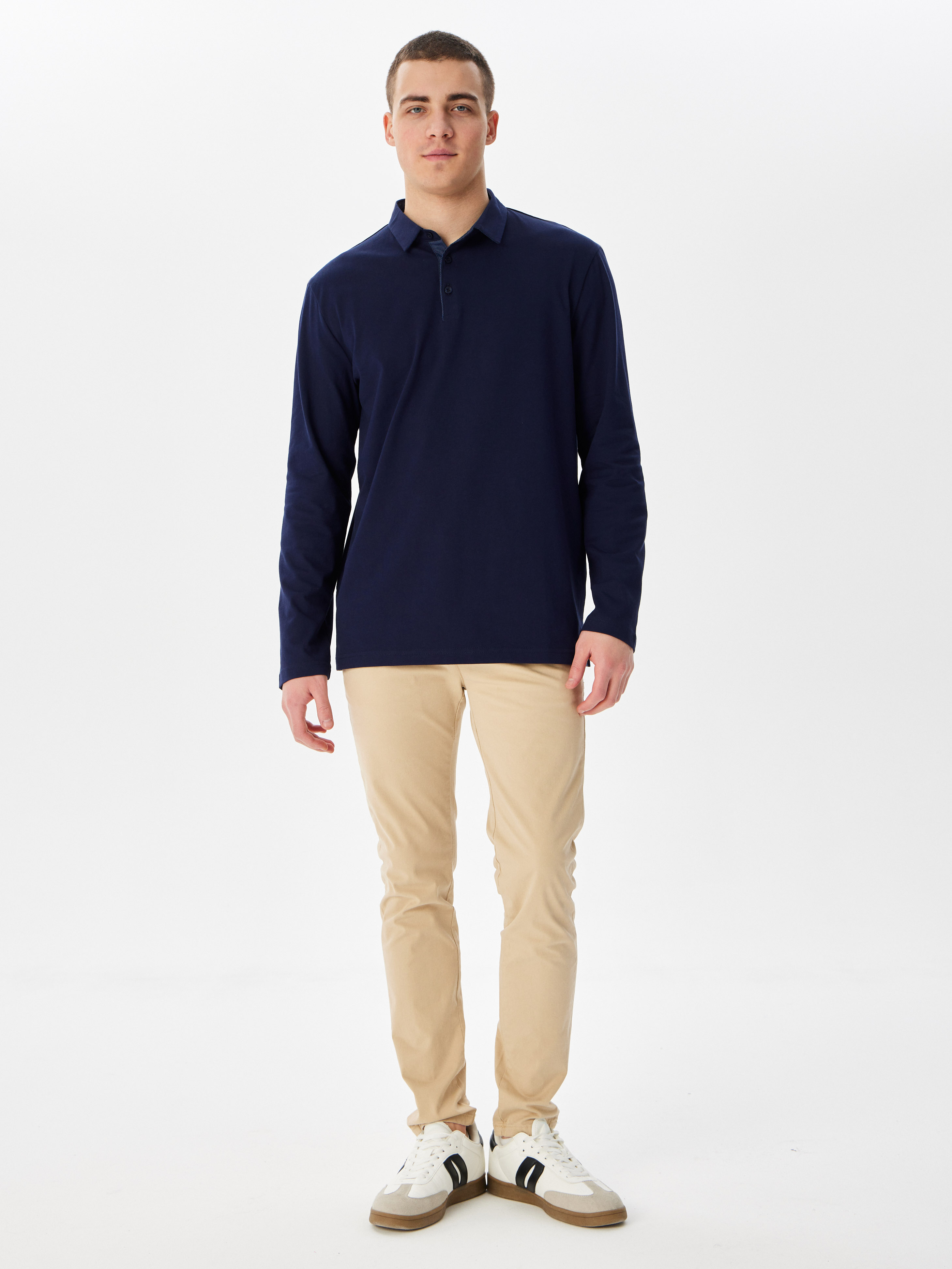 G155-PO1246-SA5105 (синий) Джемпер мужской с воротником поло