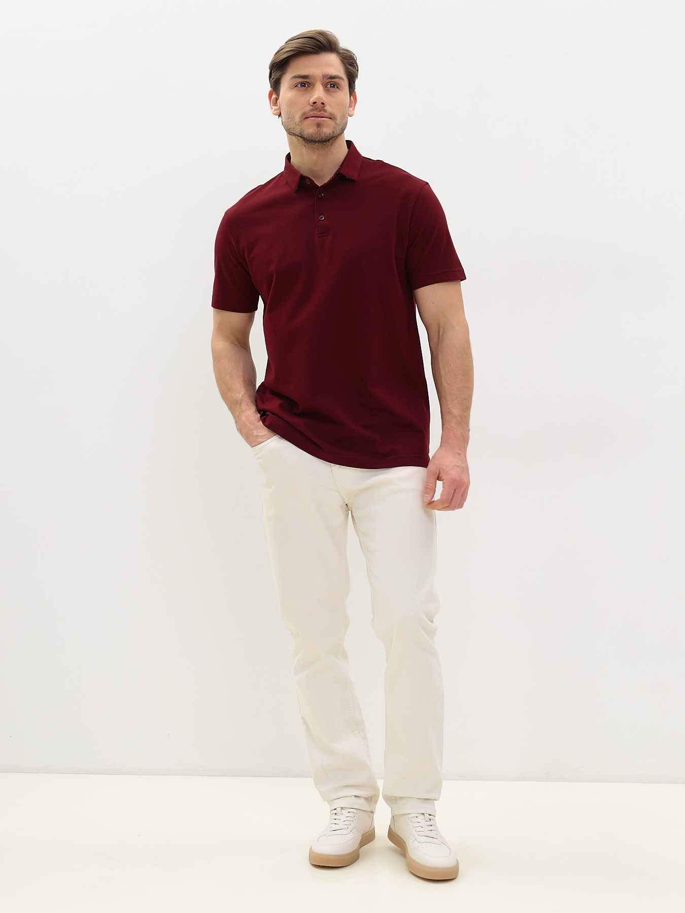 G144-PO1246T-SA2081 (бордо) Джемпер мужской с воротником поло короткий рукав