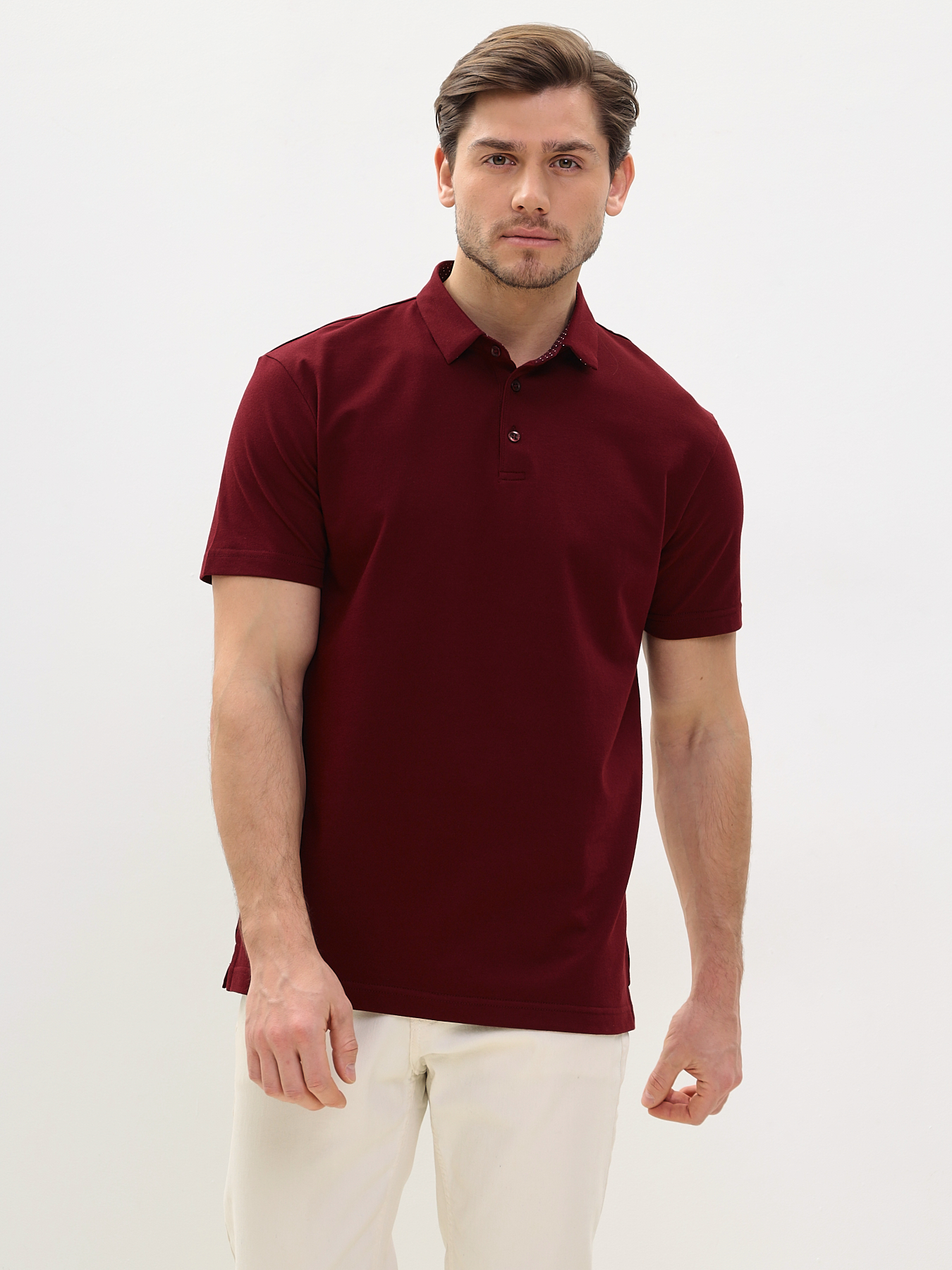G144-PO1246T-SA2081 (бордо) Джемпер мужской с воротником поло короткий рукав