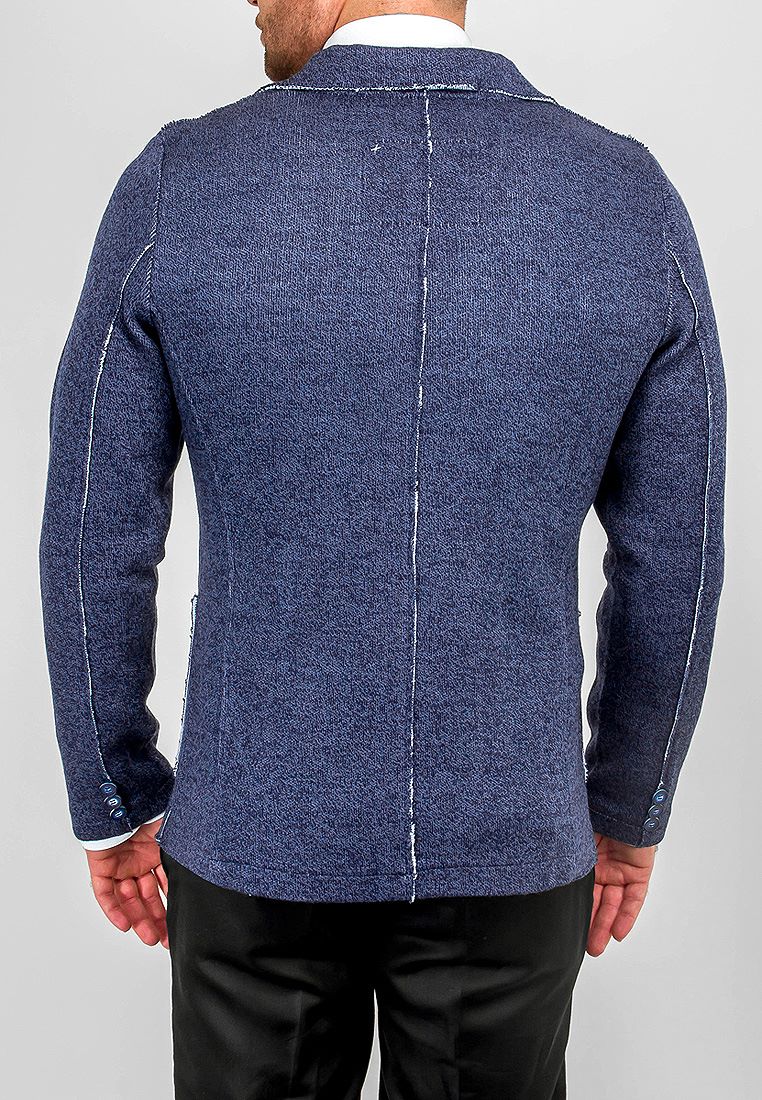 G136-KF-гранж (джинс/белый) Кардиган мужской