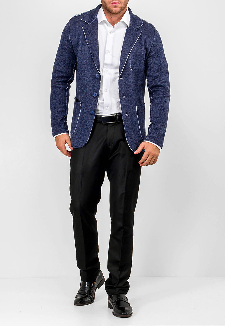 G136-KF-гранж (джинс/белый) Кардиган мужской